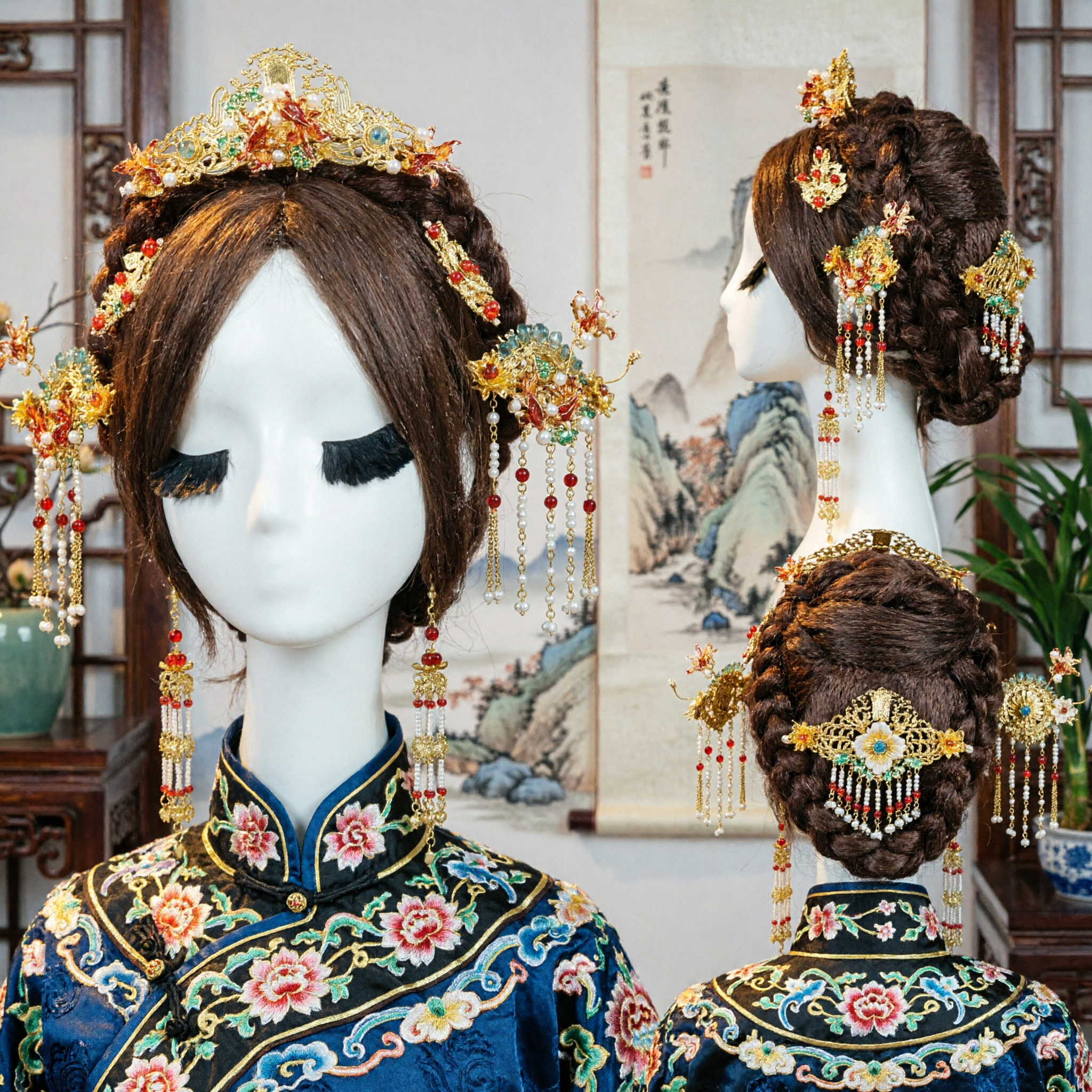 Traditional Chinese Hanfu Hair Accessories Ancient Princess Crown Bridal Headpiece with Pearl Tassels for Women Cosplay - Asian Costume