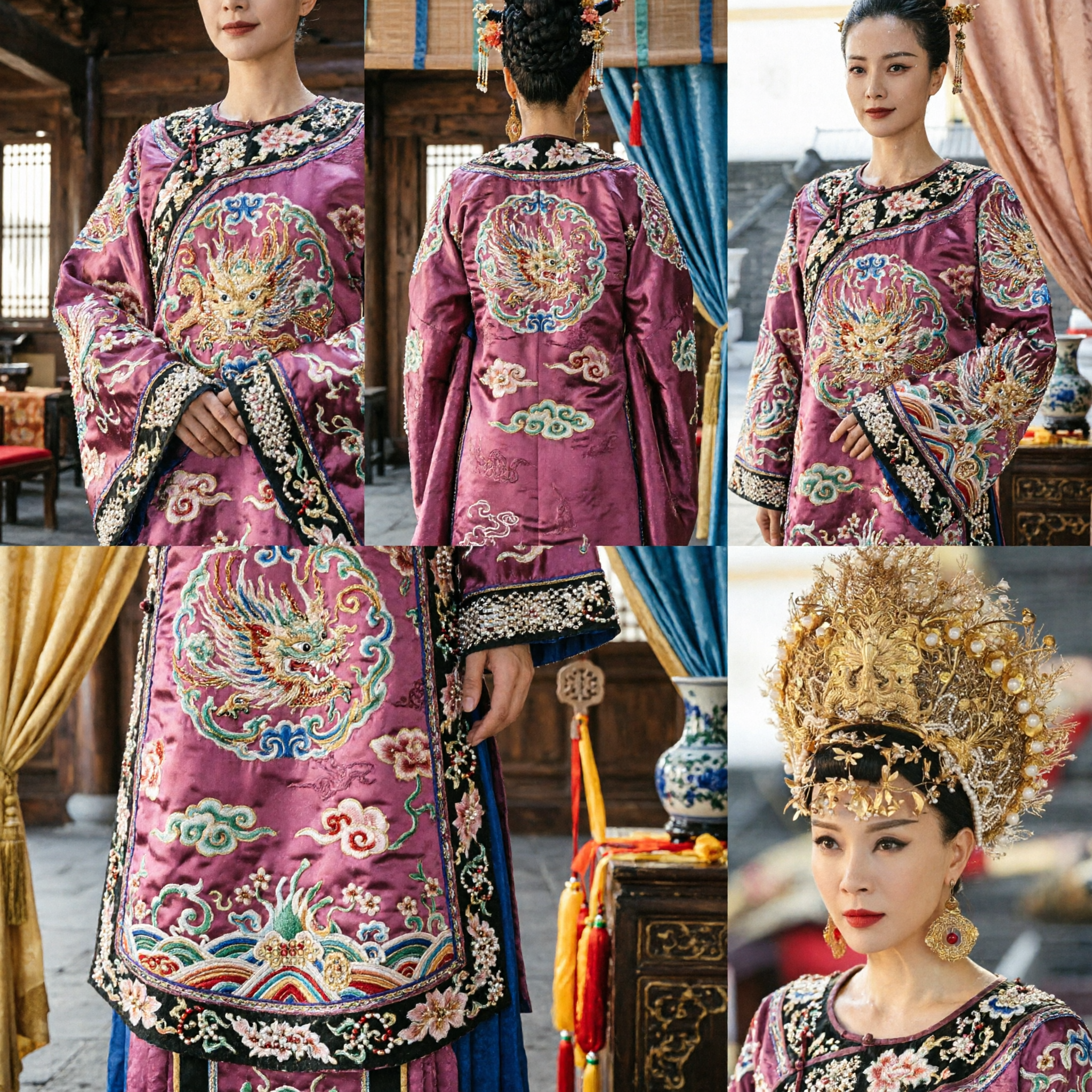 Luxury Chinese Traditional Phoenix Crown Gold Hairpiece Ancient Empress Headwear for Hanfu Wedding Costume - Asian Costume