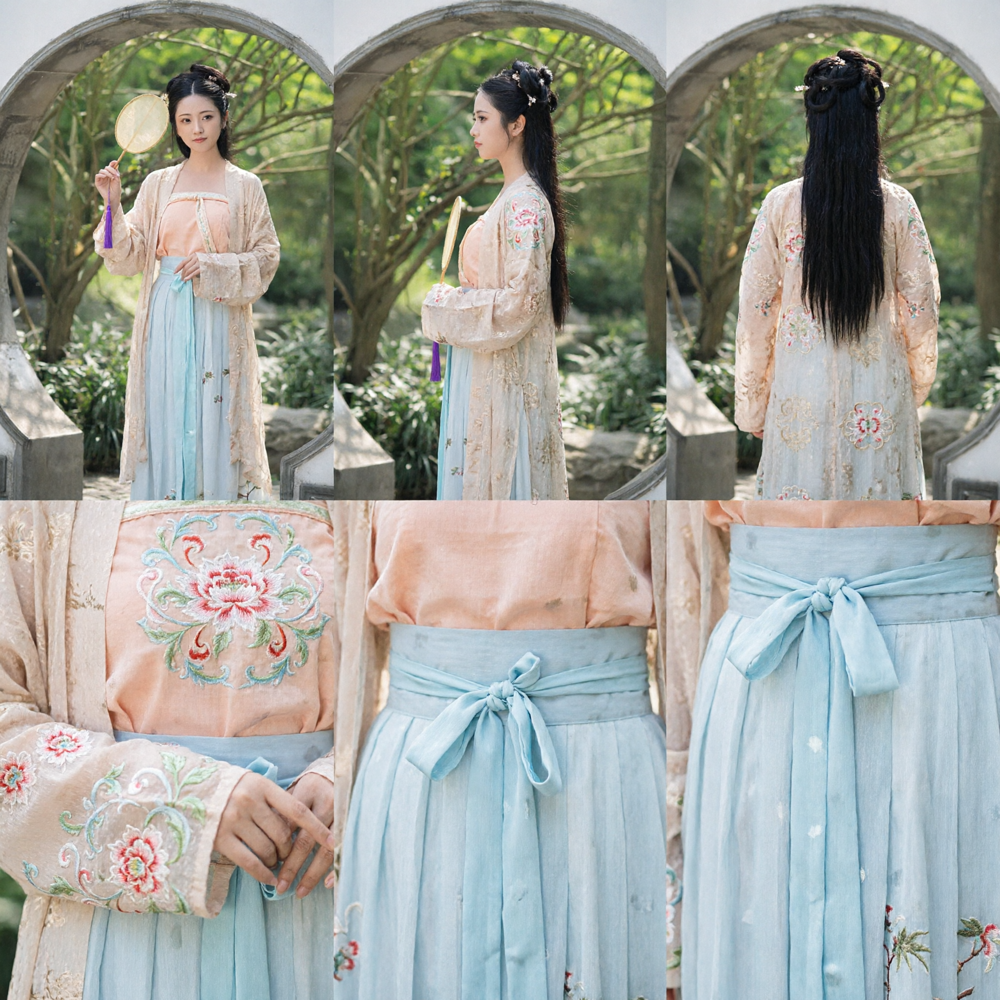 Elegant Traditional Chinese Hanfu Tang Dynasty Ruqun Set Embroidered Ancient Costume for Women Photography - Asian Costume