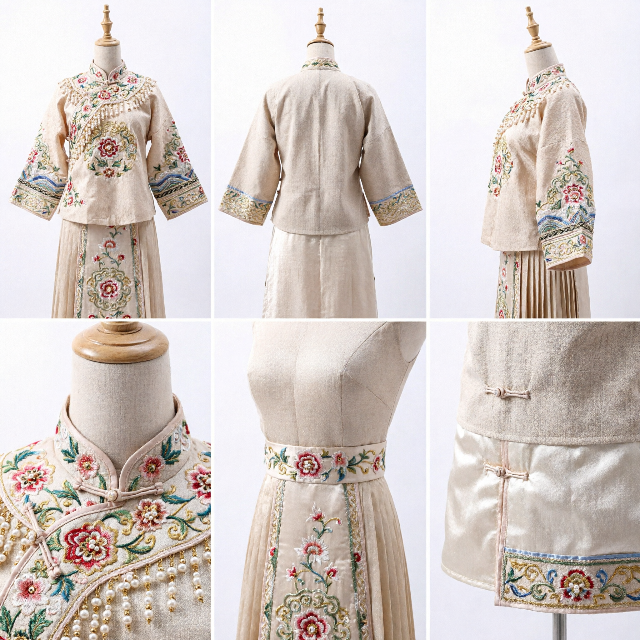 Traditional Chinese Wedding Hair Accessories Gold Phoenix Crown Pink Beaded Tassels Hanfu Headdress Set - Asian Costume