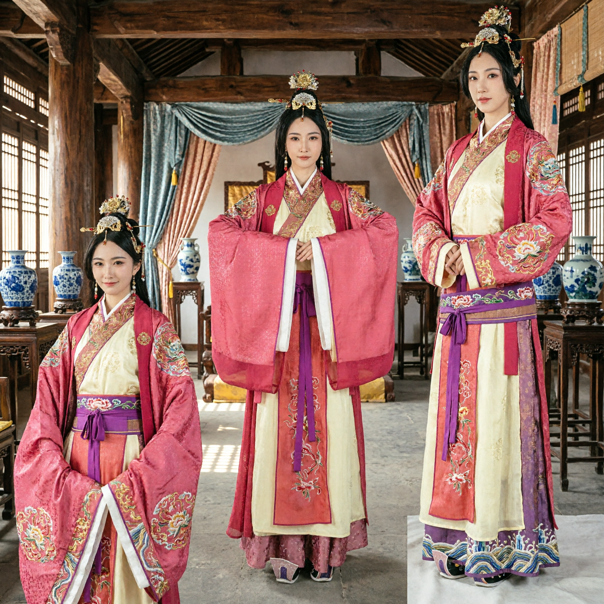 Ancient Chinese Empress Hanfu Costume Traditional Pink and White Dress for Women Stage Performance Cosplay - Asian Costume