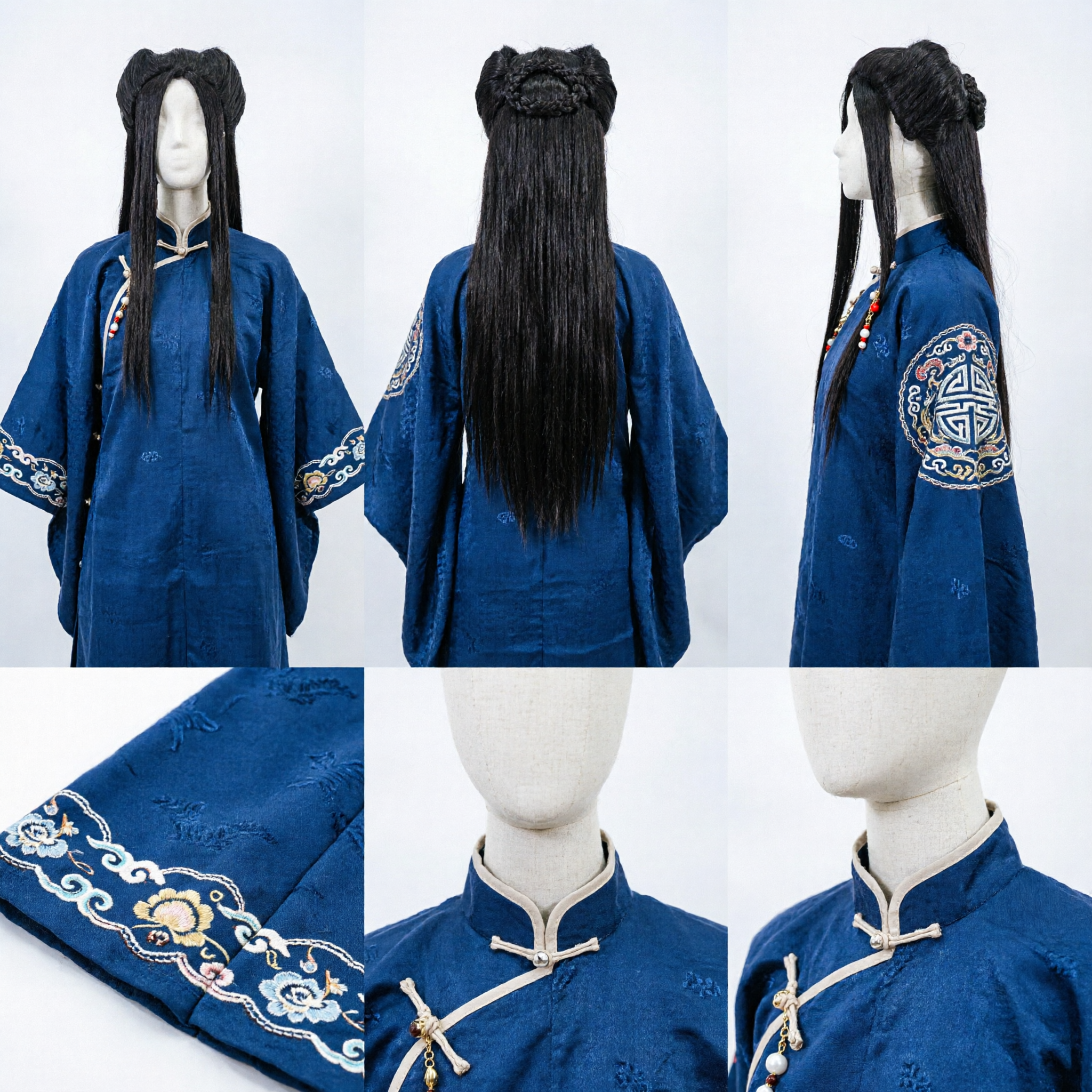 Ancient Chinese Traditional Black Wig Topknot Hairpiece for Hanfu Cosplay Historical Drama Costume Accessory - Asian Costume