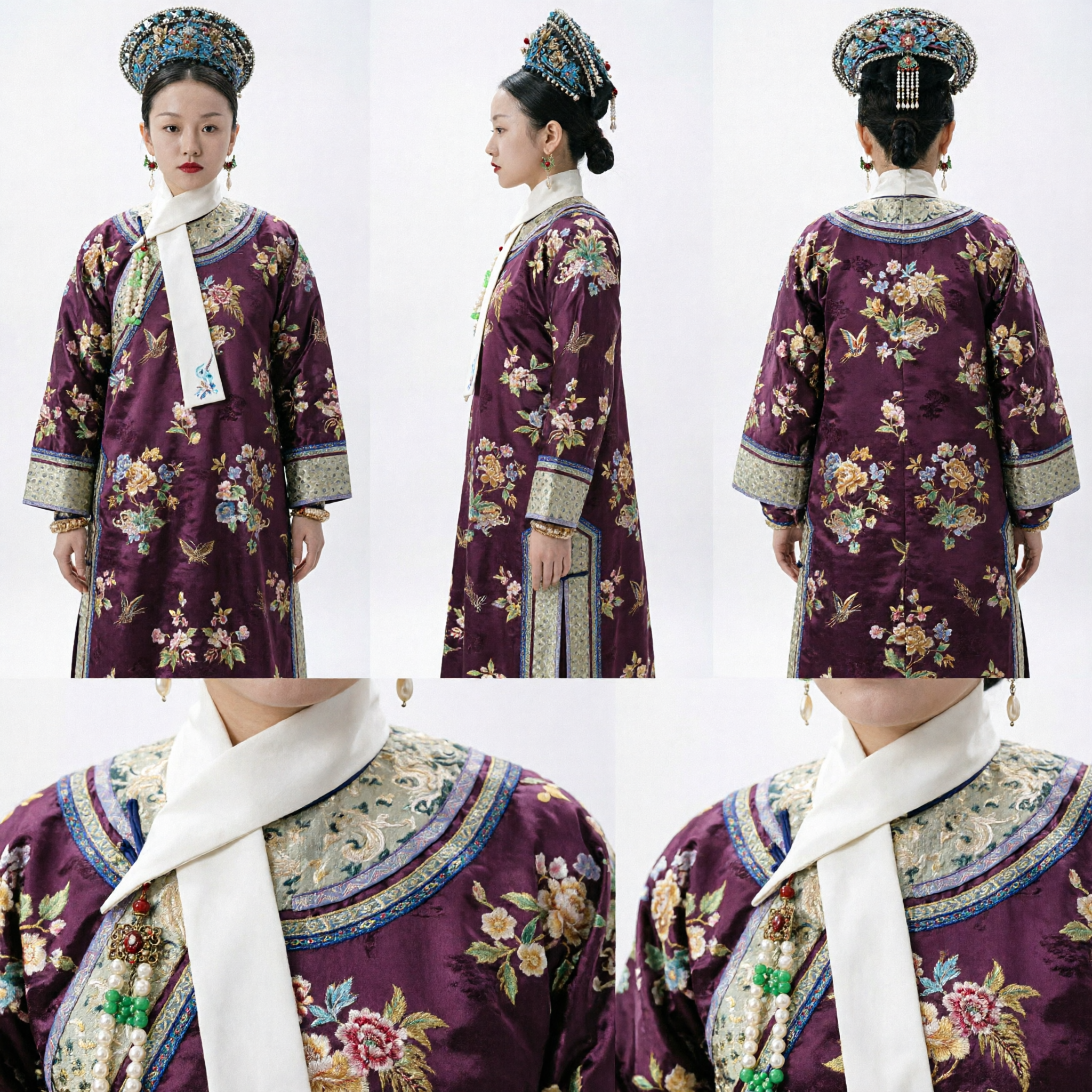 Qing Dynasty Empress Purple Embroidered Robe Traditional Chinese Ancient Palace Drama Costume for Women - Asian Costume