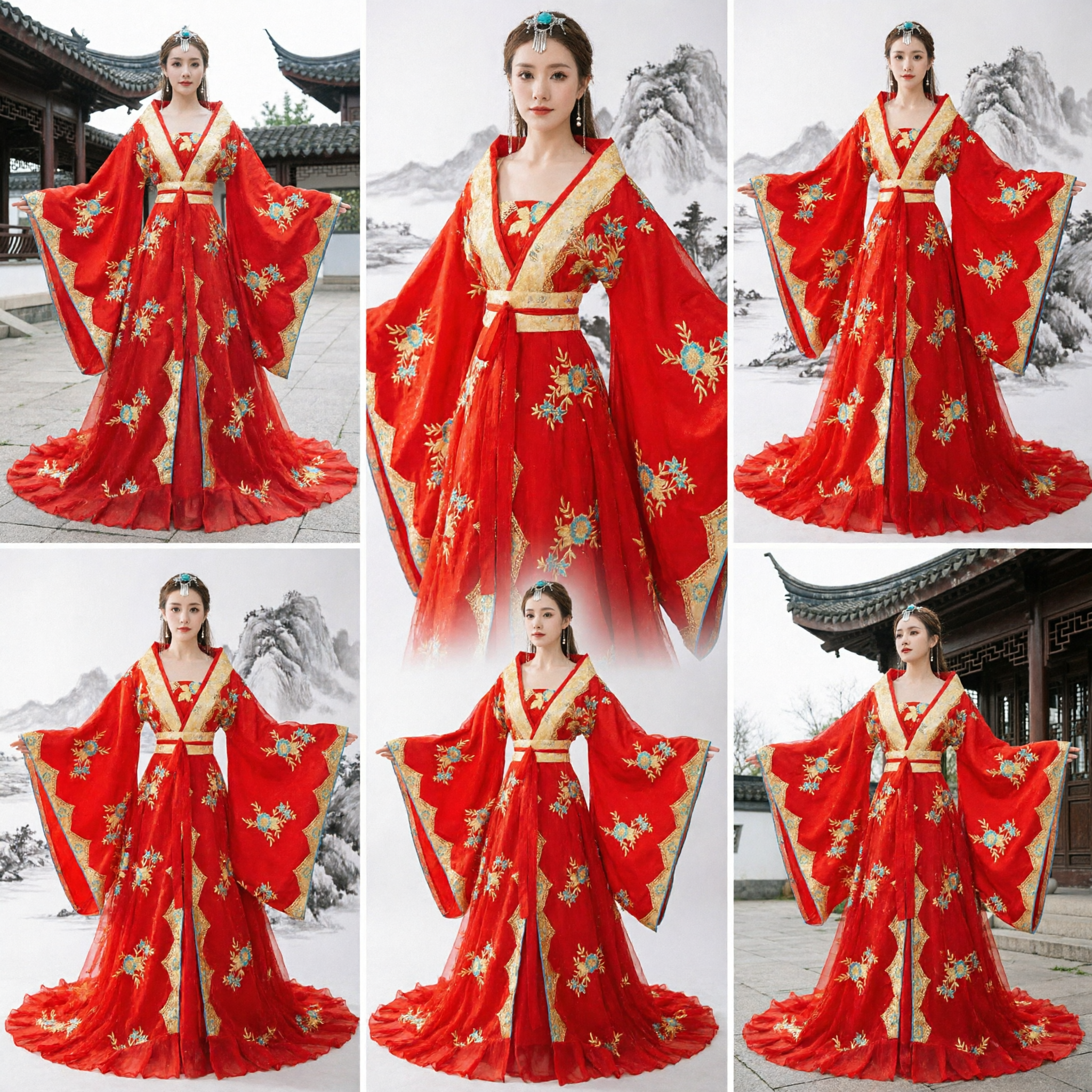 Traditional Chinese Tang Dynasty Red Hanfu Dress Embroidered Wedding Costume Ancient Palace Clothing for Women - Asian Costume