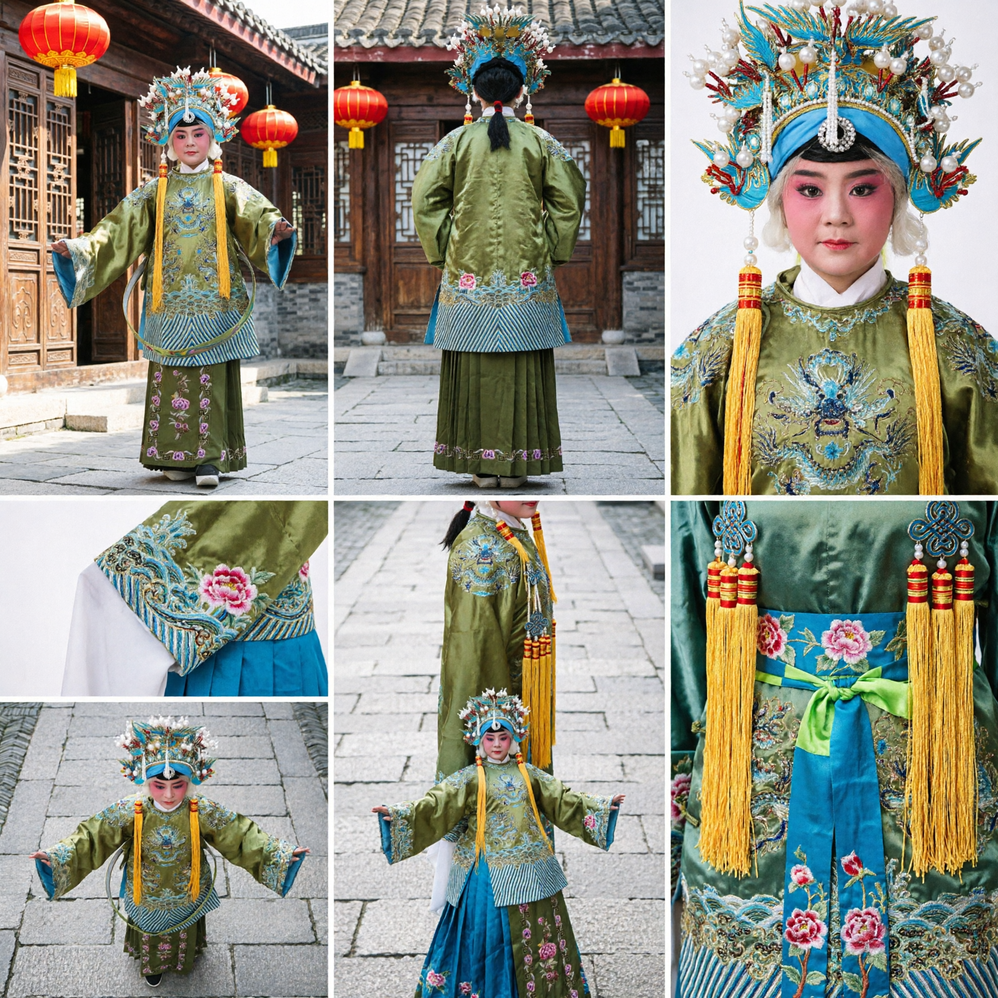 Traditional Chinese Peking Opera Costume Green Dragon Robe for Female Warrior Wudan Role Adult Stage Performance - Asian Costume