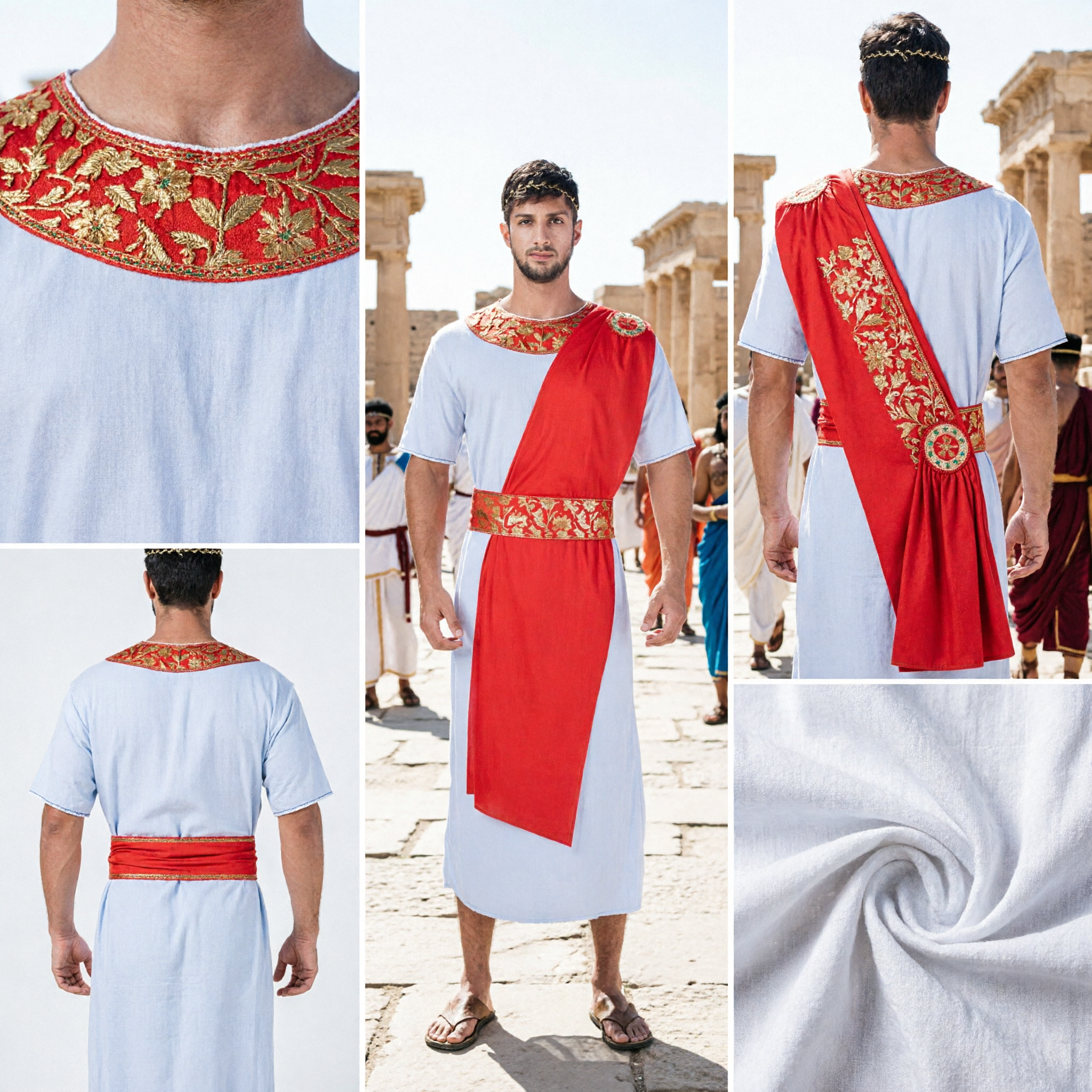 Men's Roman Emperor Toga Costume Ancient Greek God Outfit for Halloween Cosplay and Parties - Asian Costume