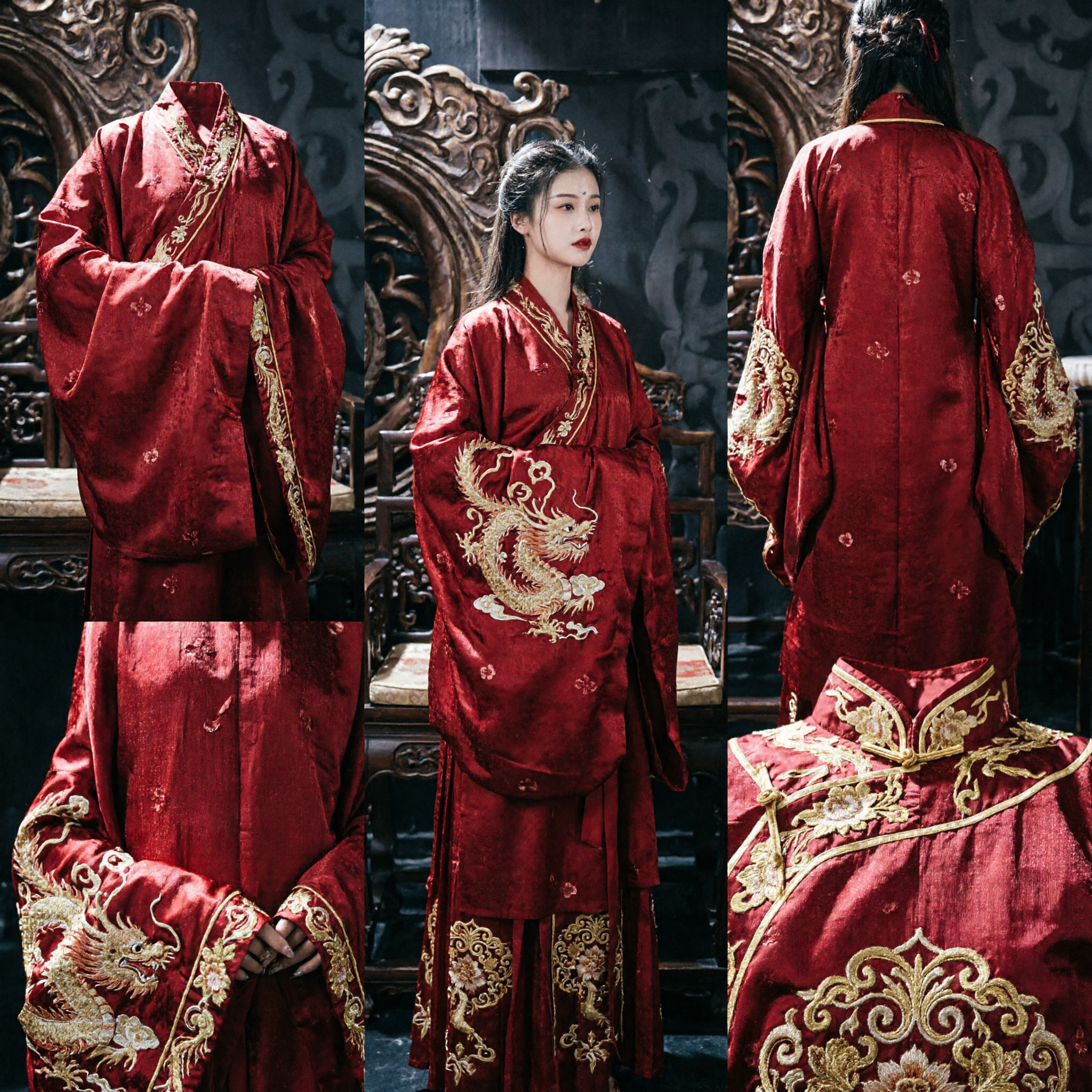 Elegant Chinese Ancient Palace Empress Red Hanfu Costume Traditional Historical Drama Dress for Women - Asian Costume