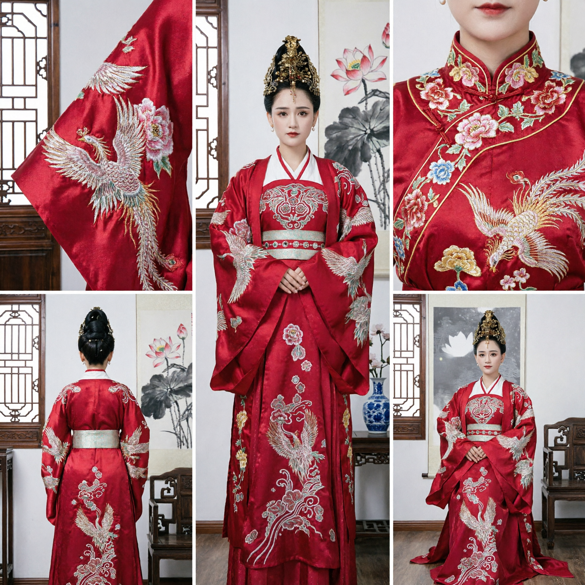 Ancient Chinese Red Hanfu Wedding Dress Traditional Empress Costume Phoenix Embroidery Princess Robe for Women Cosplay - Asian Costume