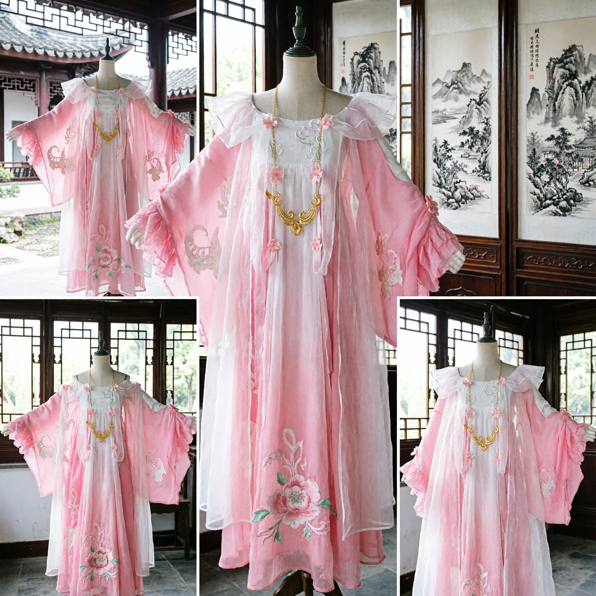 Elegant Pink Chinese Hanfu Ancient Princess Dress Traditional Fairy Costume for Women Cosplay Performance - Asian Costume