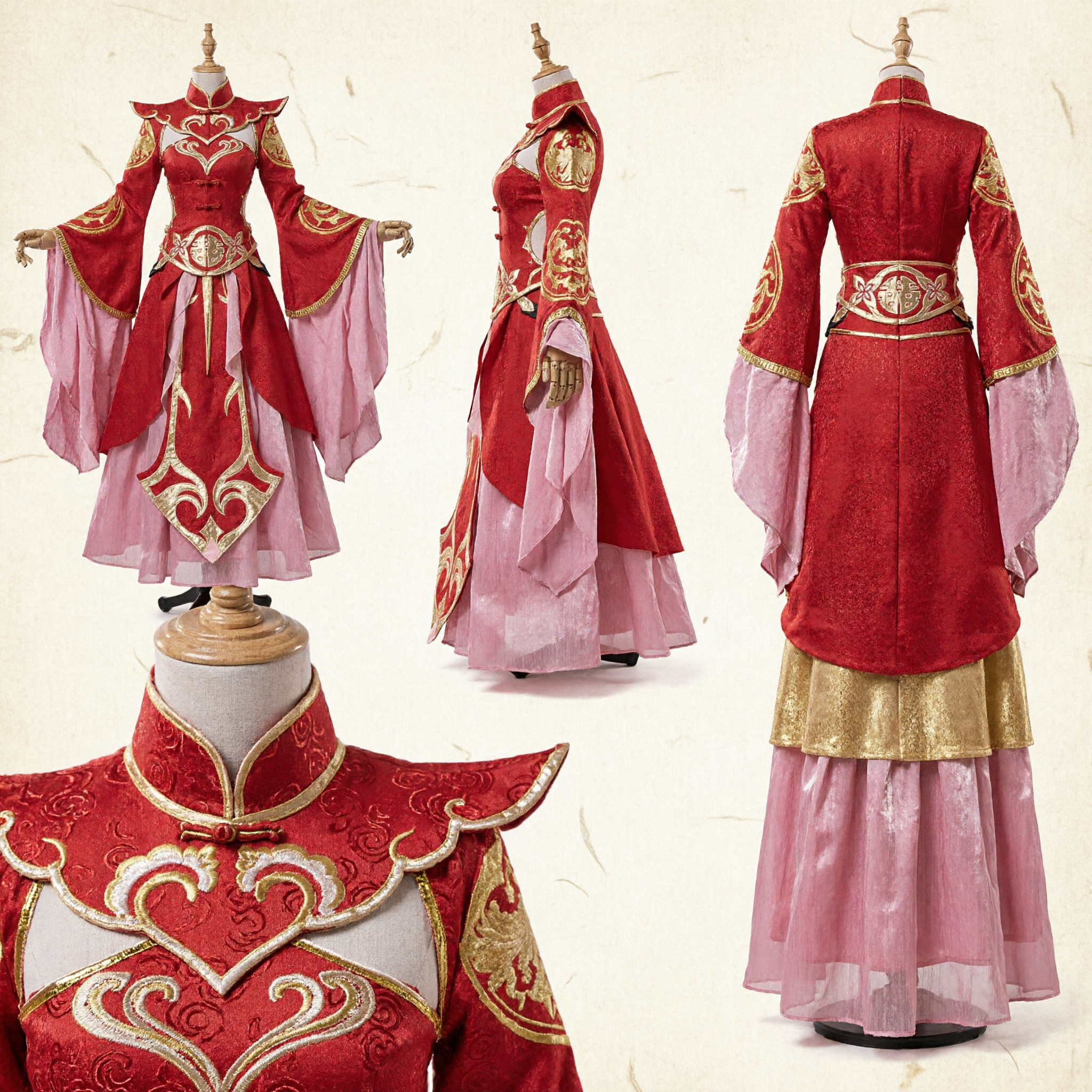 Chinese Traditional Red Hanfu Costume Ancient Warrior Princess Dress for Women Cosplay Stage Performance - Asian Costume