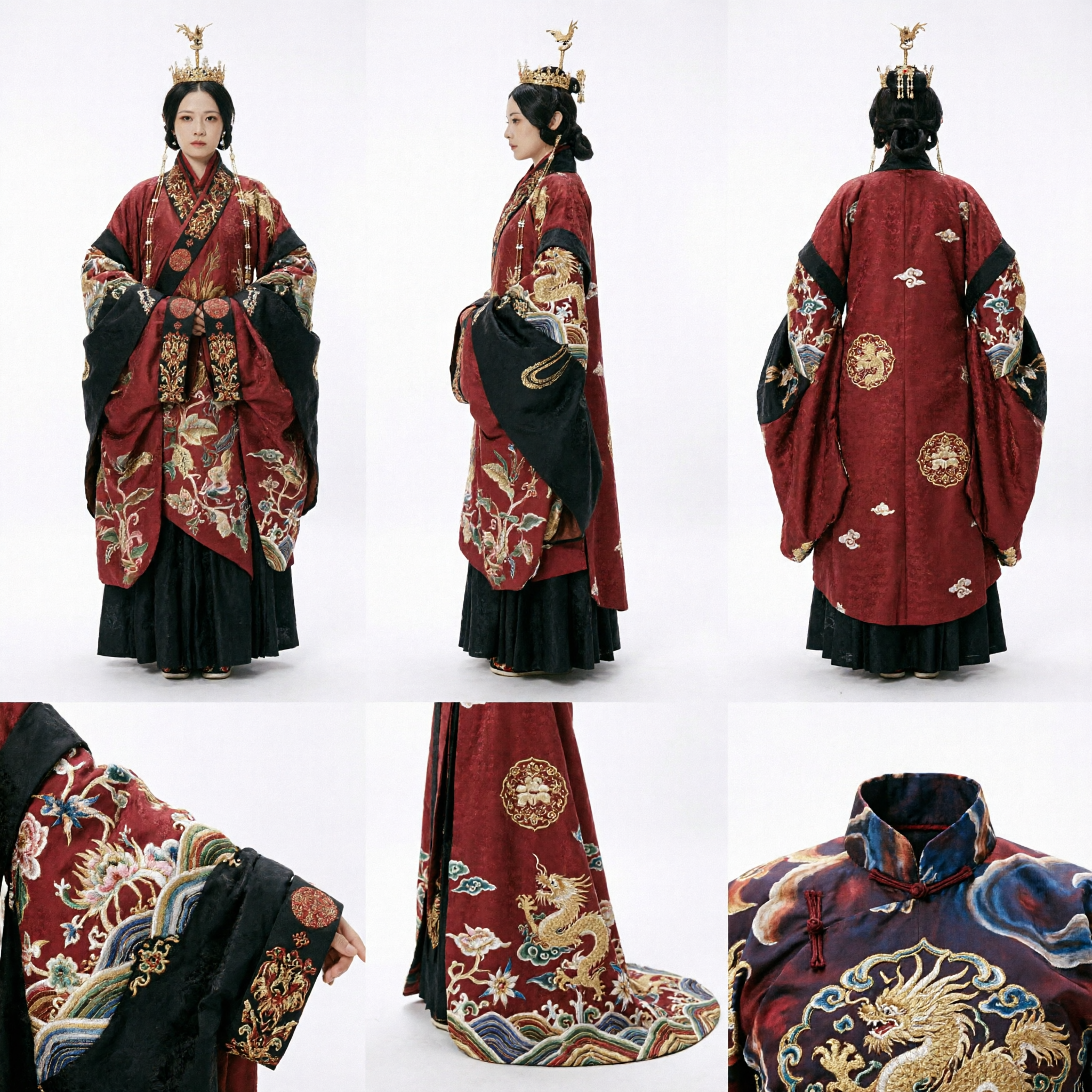 Ancient Chinese Empress Costume Traditional Red and Black Hanfu Dress Historical Drama Cosplay Outfit for Women - Asian Costume