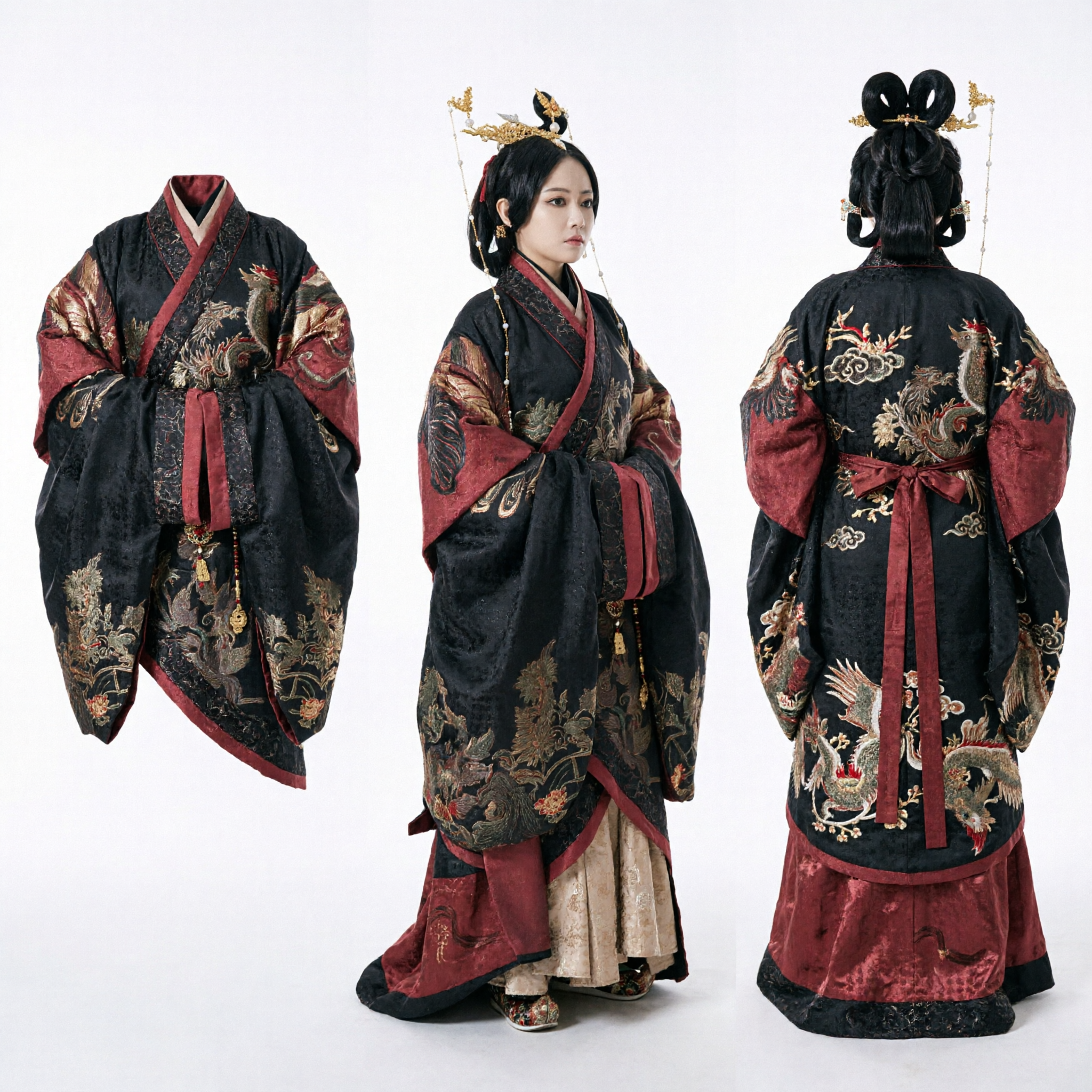 Ancient Chinese Empress Hanfu Costume Black and Red Historical Drama Robe for Women Cosplay - Asian Costume