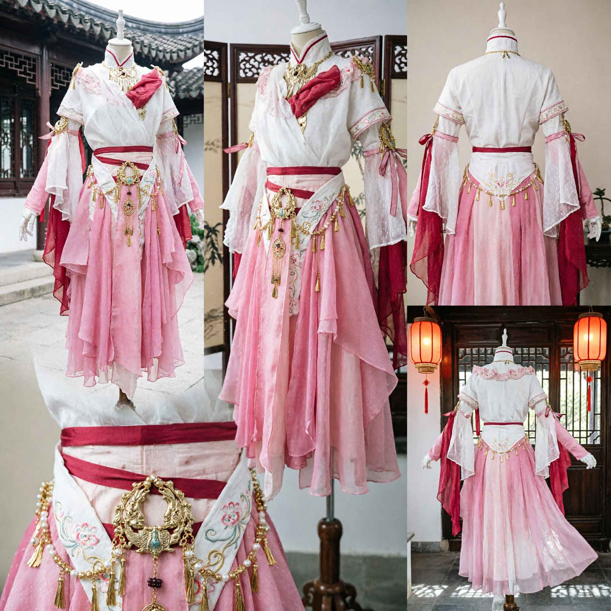 Elegant Pink Chinese Traditional Hanfu Dress Ancient Fairy Costume for Women Cosplay Dance Performance - Asian Costume