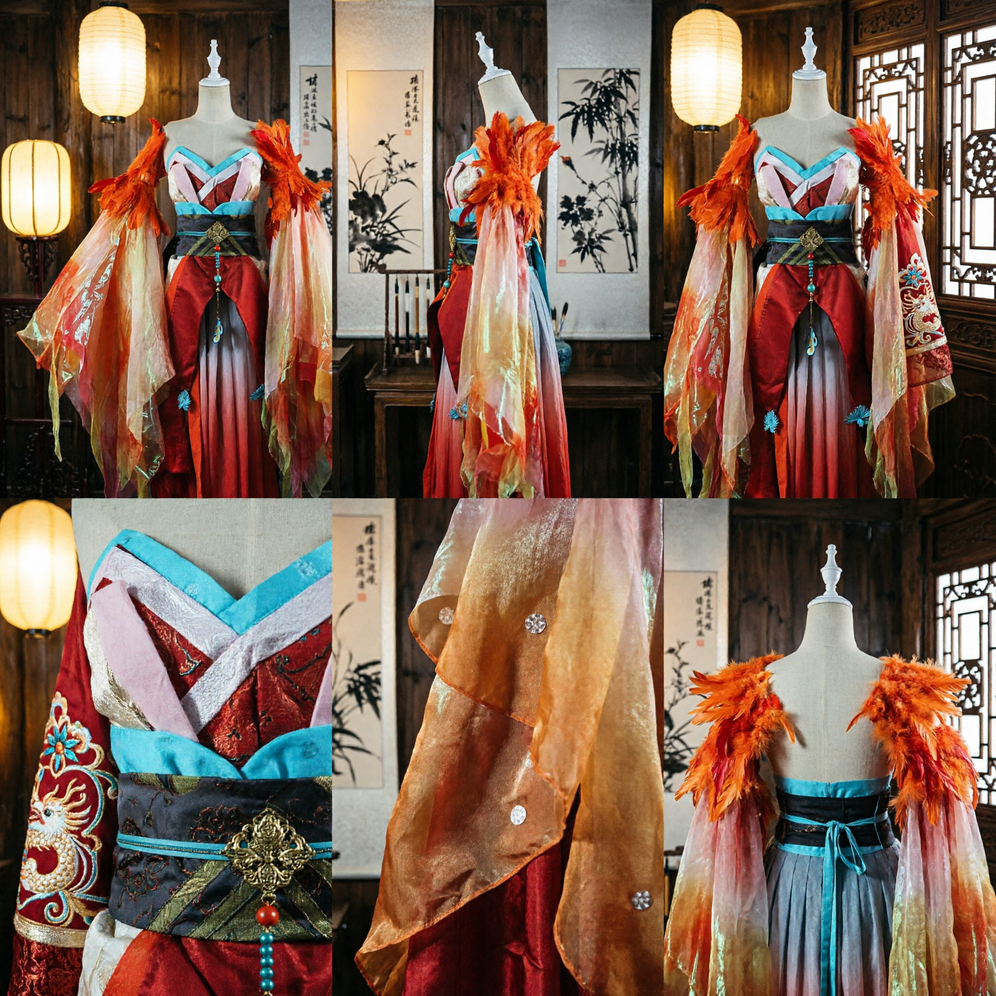 Chinese Traditional Phoenix Fairy Hanfu Cosplay Costume Ancient Fantasy Princess Dress for Women Game Roleplay - Asian Costume