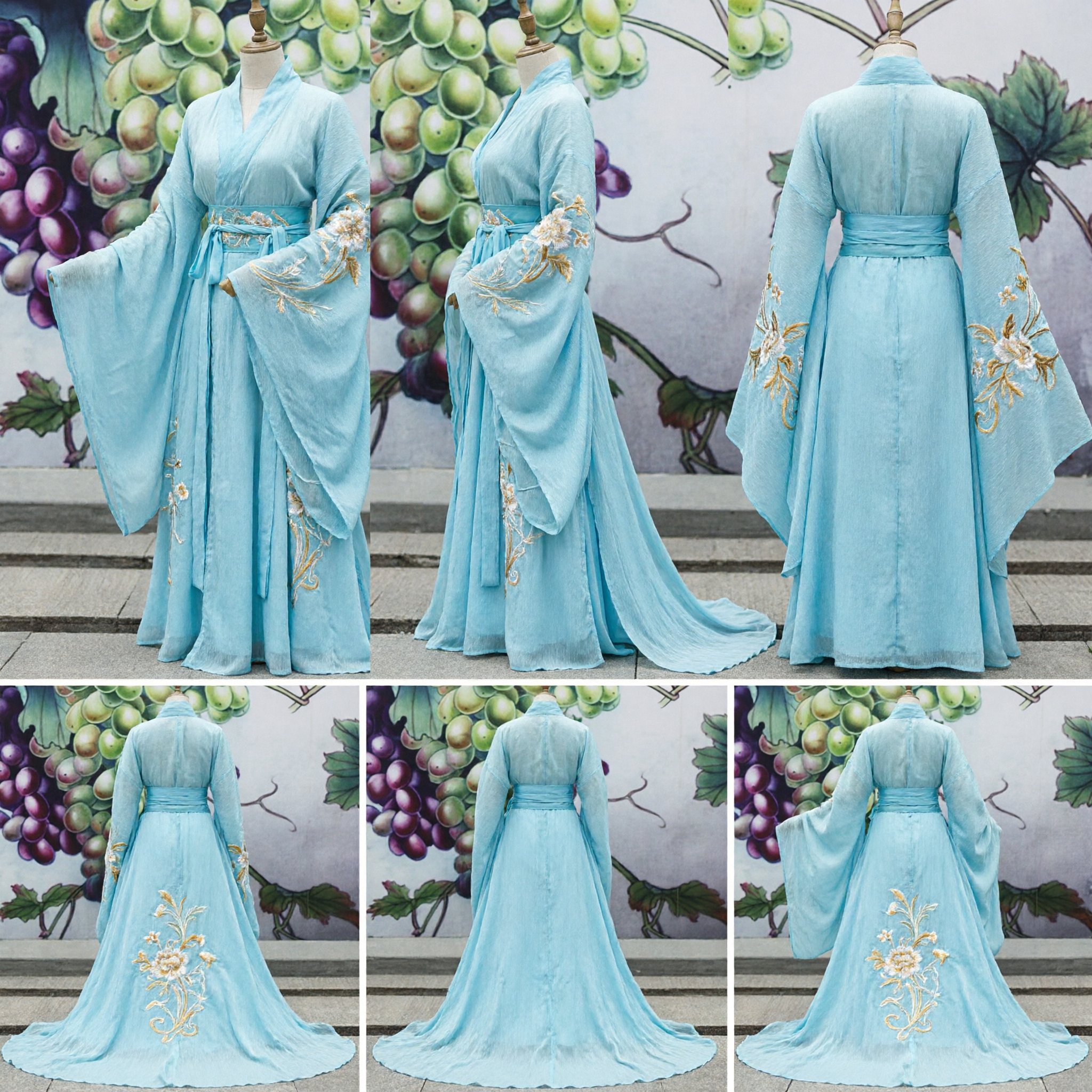 Chinese Traditional Ancient Fairy Hanfu Costume Elegant Blue Princess Dress for Women Cosplay Performance - Asian Costume