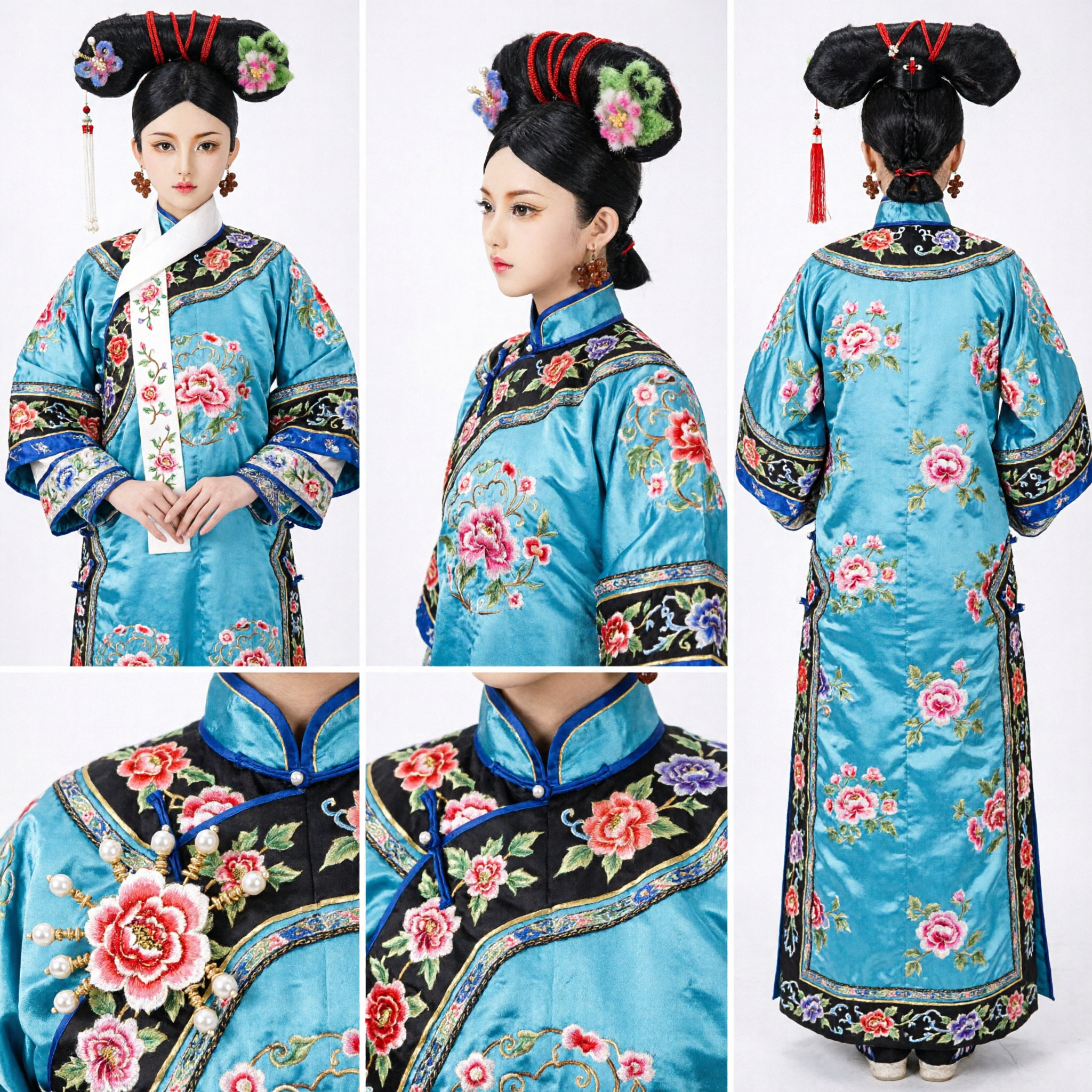 Traditional Chinese Qing Dynasty Manchu Wig Ancient Palace Drama Cosplay Hairpiece for Women Historical Costume Accessories - Asian Costume