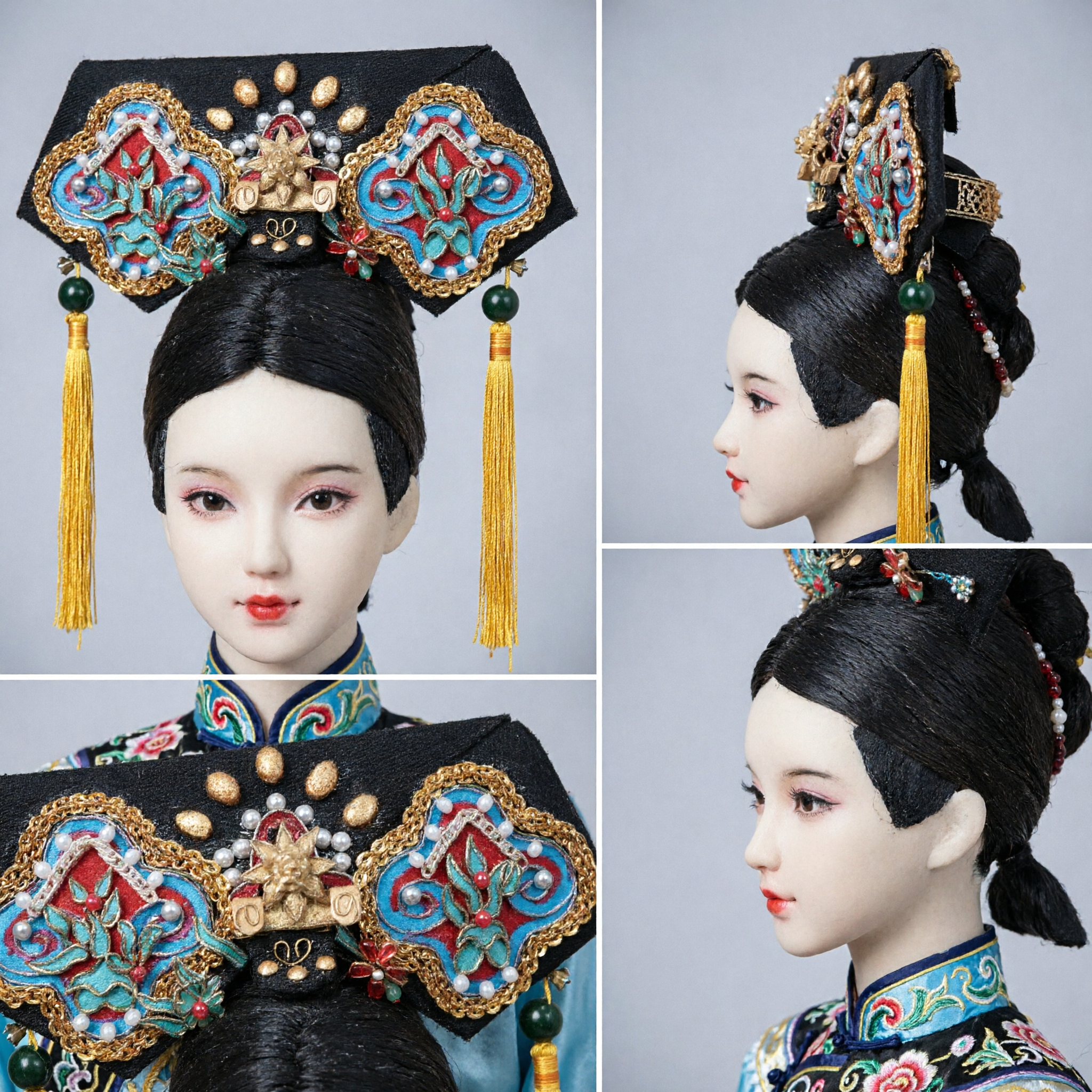 Traditional Chinese Qing Dynasty Manchu Headdress Empress Hair Ornament for Wedding Cosplay Performance - Asian Costume