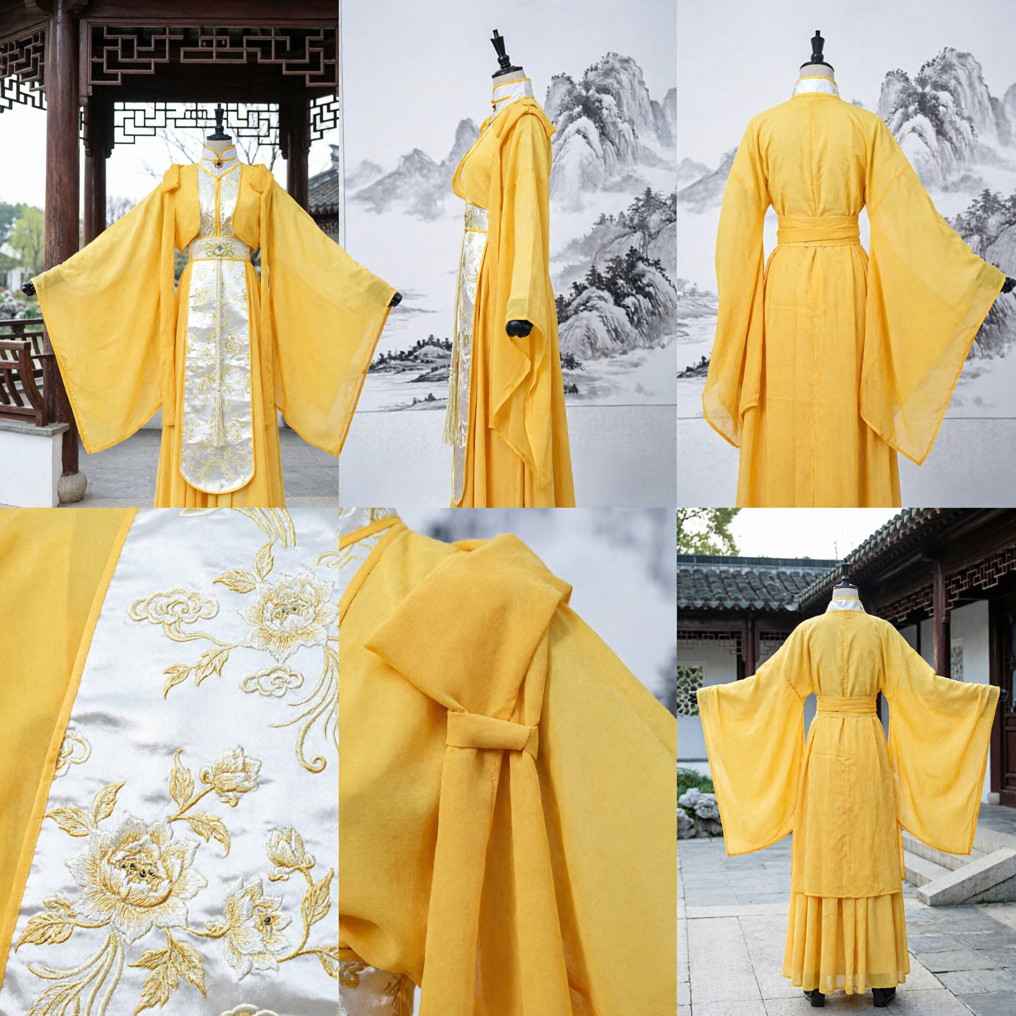 Traditional Chinese Yellow Hanfu Costume Tang Dynasty Palace Lady Dress for Folk Dance Stage Performance - Asian Costume