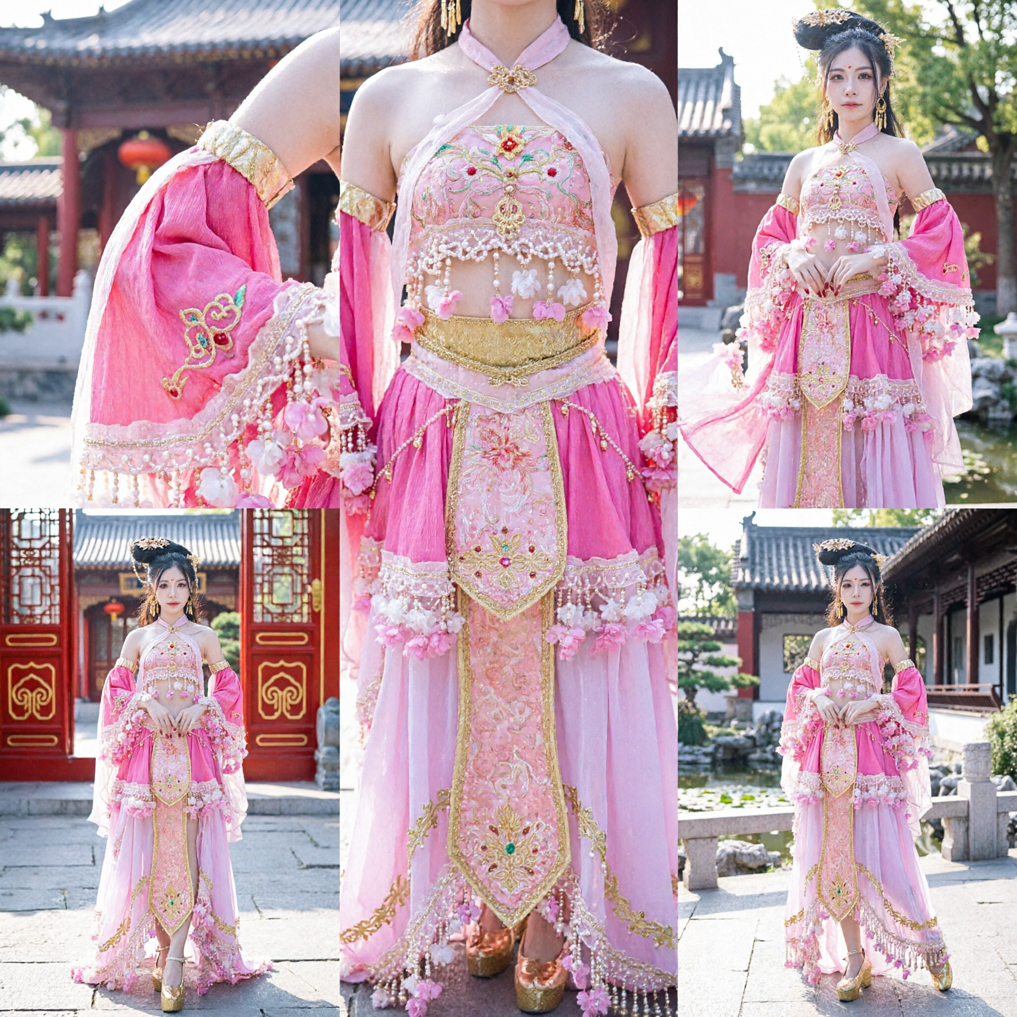 Traditional Chinese Pink Tang Dynasty Princess Hanfu Costume Ancient Fairy Dress for Performance - Asian Costume