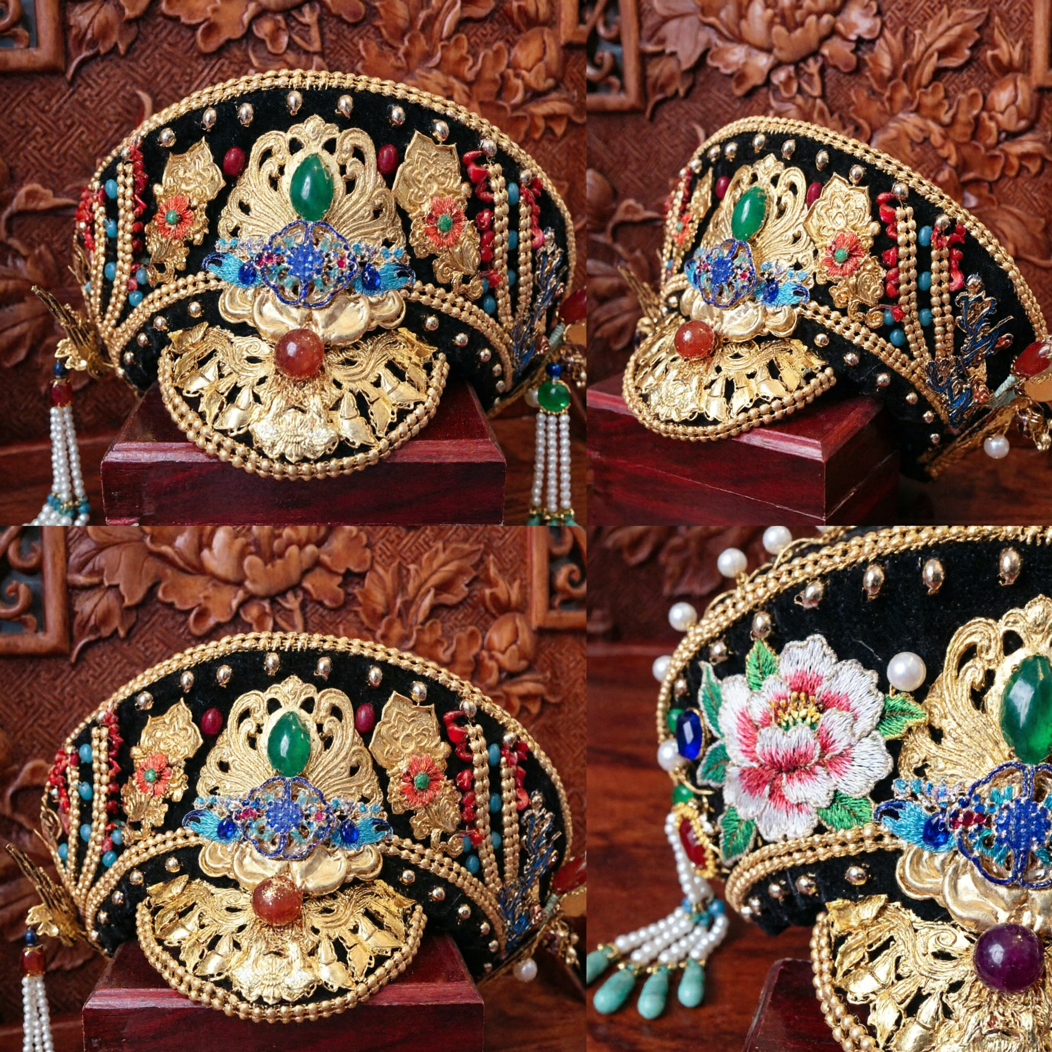 Exquisite Traditional Chinese Ancient Phoenix Crown Gold Hair Jewelry Headdress for Hanfu Wedding and Performance - Asian Costume