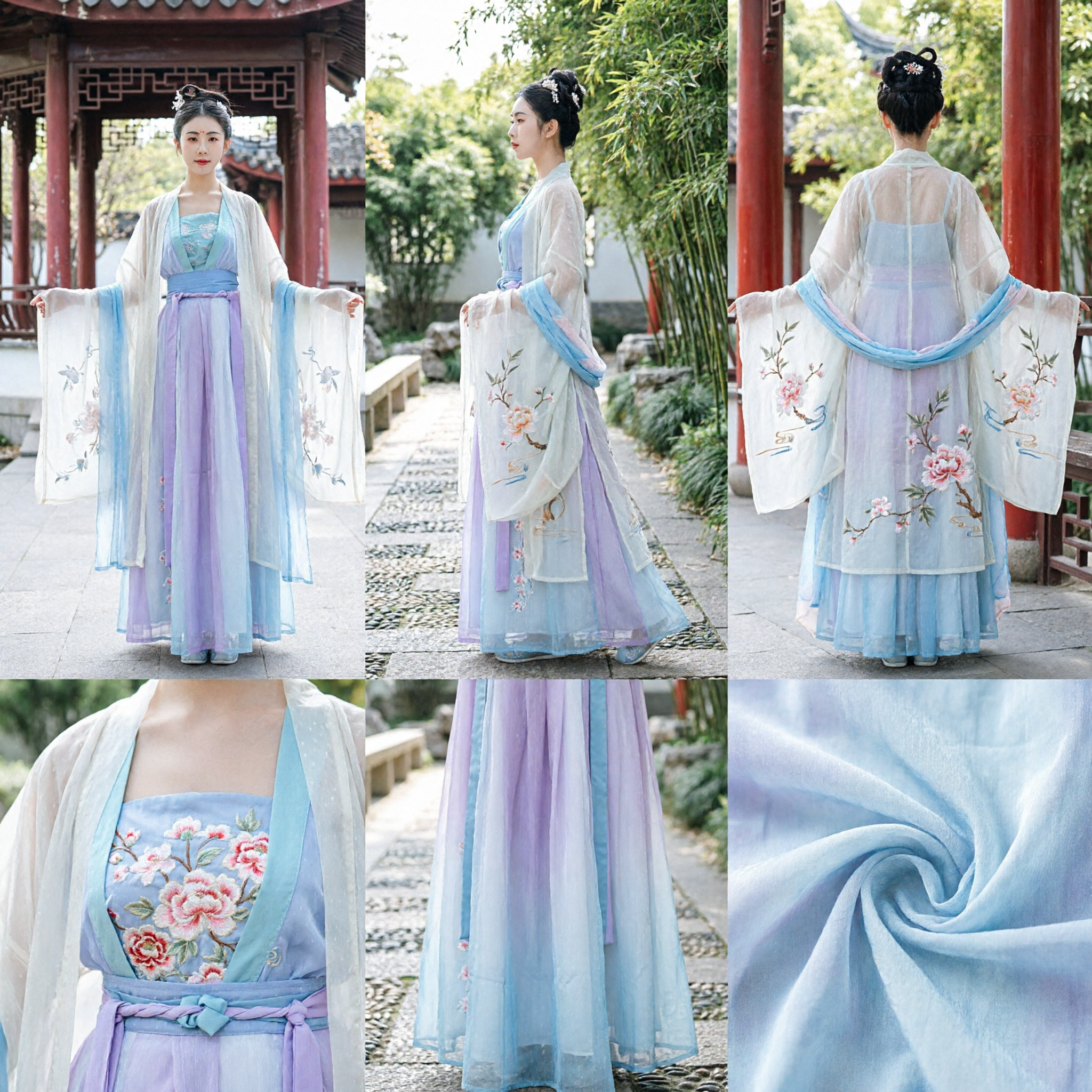 Traditional Chinese Hanfu Ancient Costume Tang Dynasty Blue Purple Gradient Fairy Dress for Women - Asian Costume