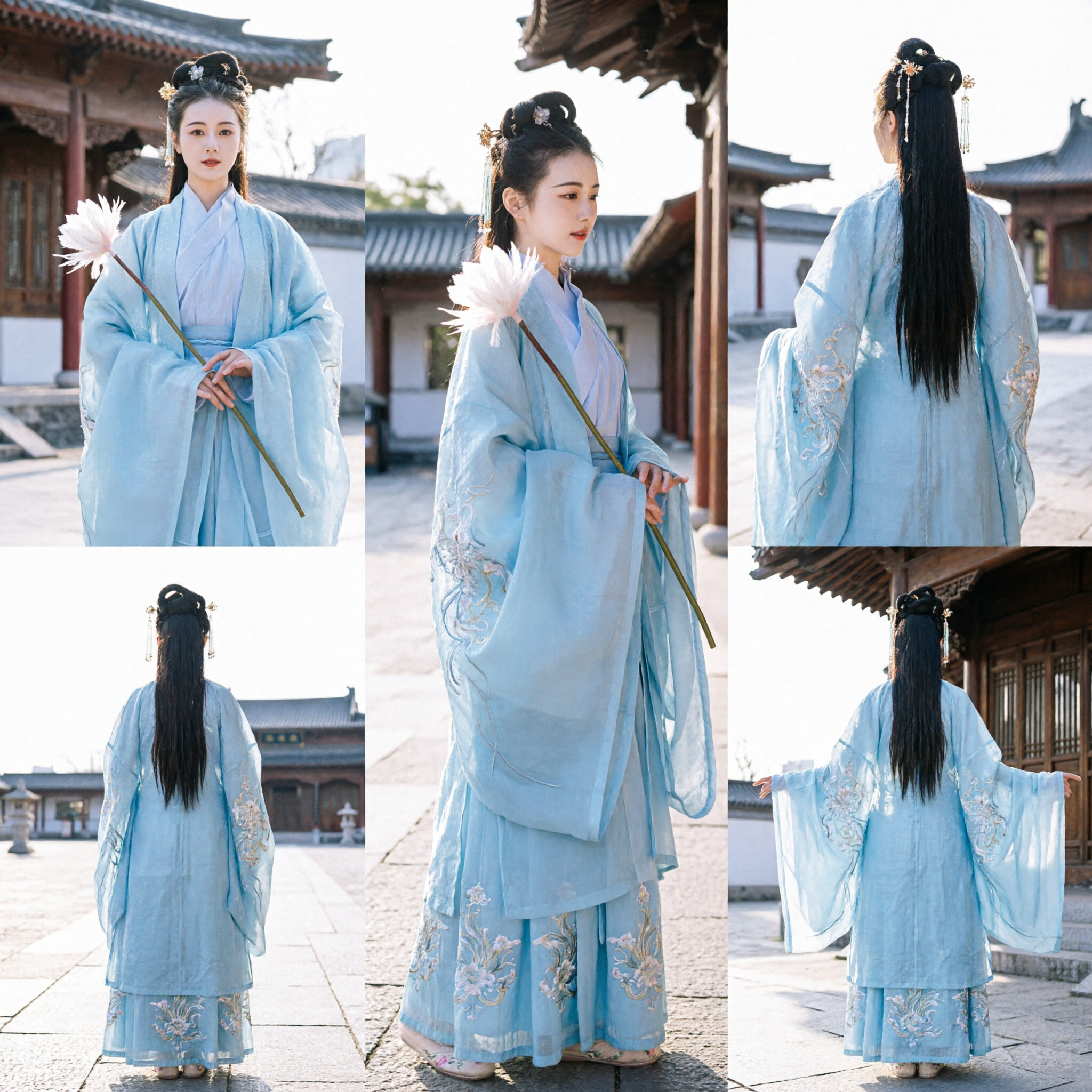 Traditional Chinese Hanfu Costume for Women Elegant Blue Ancient Fairy Princess Robe for Cosplay Photography - Asian Costume