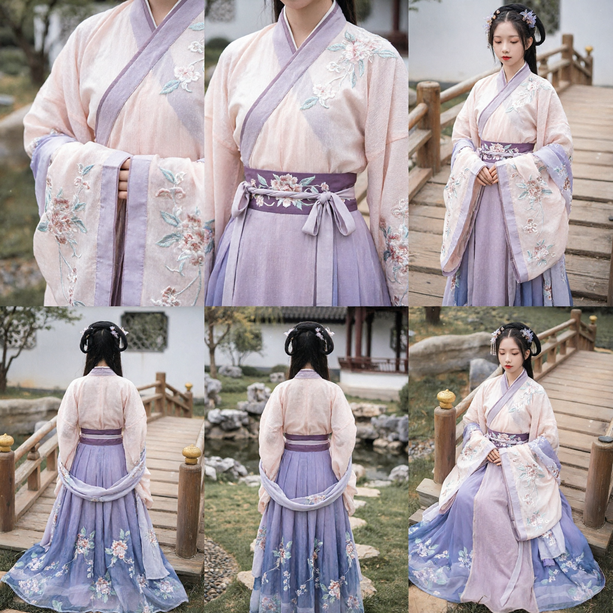 Elegant Purple Hanfu Traditional Chinese Ancient Costume Floral Embroidery Dress for Women Cosplay - Asian Costume