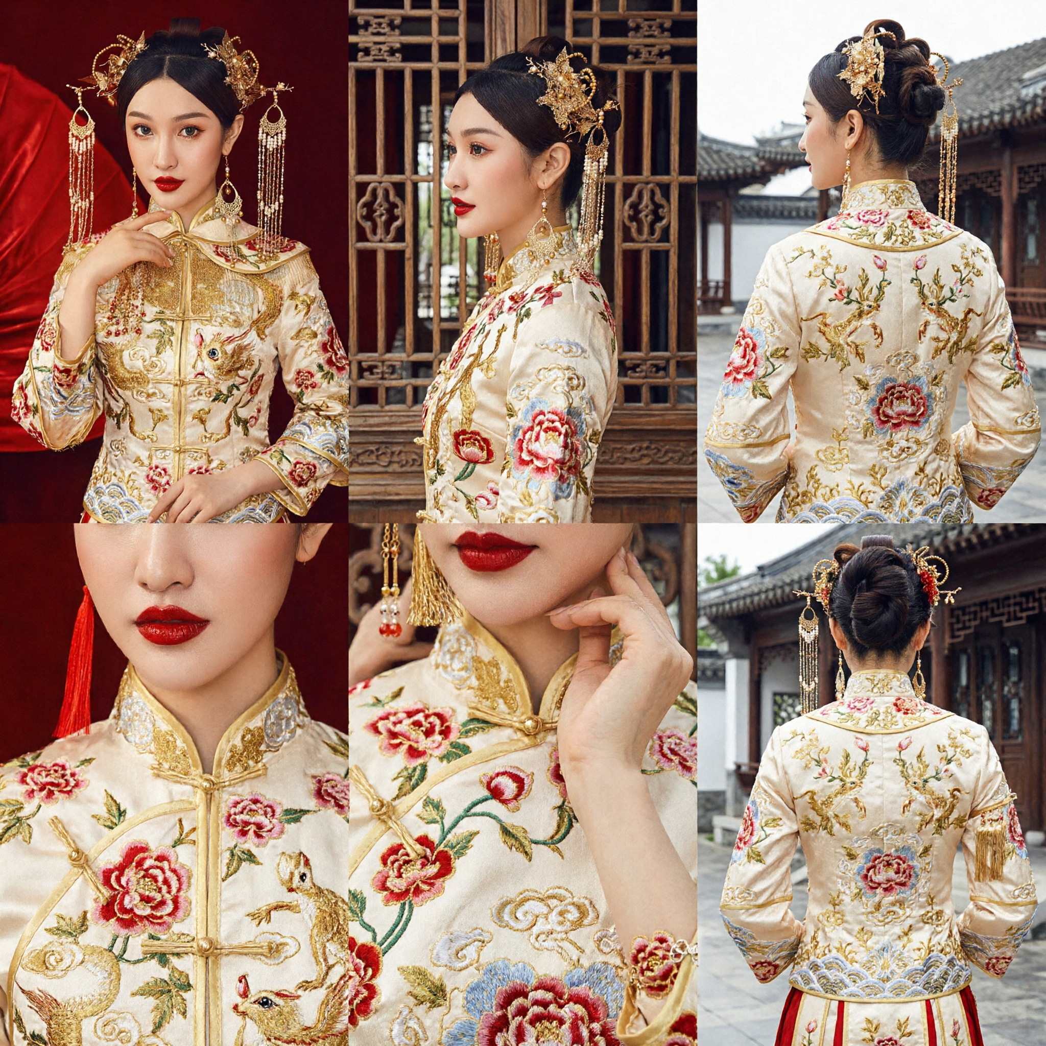Exquisite Traditional Chinese Wedding Hair Accessories Gold Phoenix Crown Tassel Headpiece for Bride Xiuhe Suit - Asian Costume