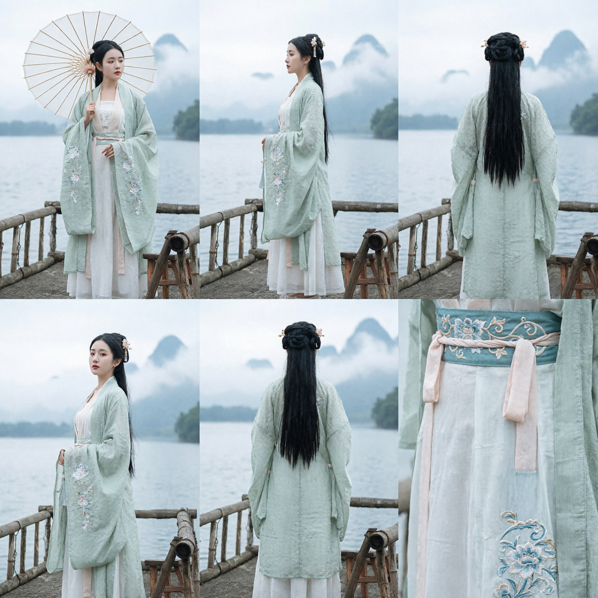 Elegant Traditional Chinese Hanfu Dress Women Ancient Green Fairy Robe Tang Dynasty Style Costume for Photography - Asian Costume