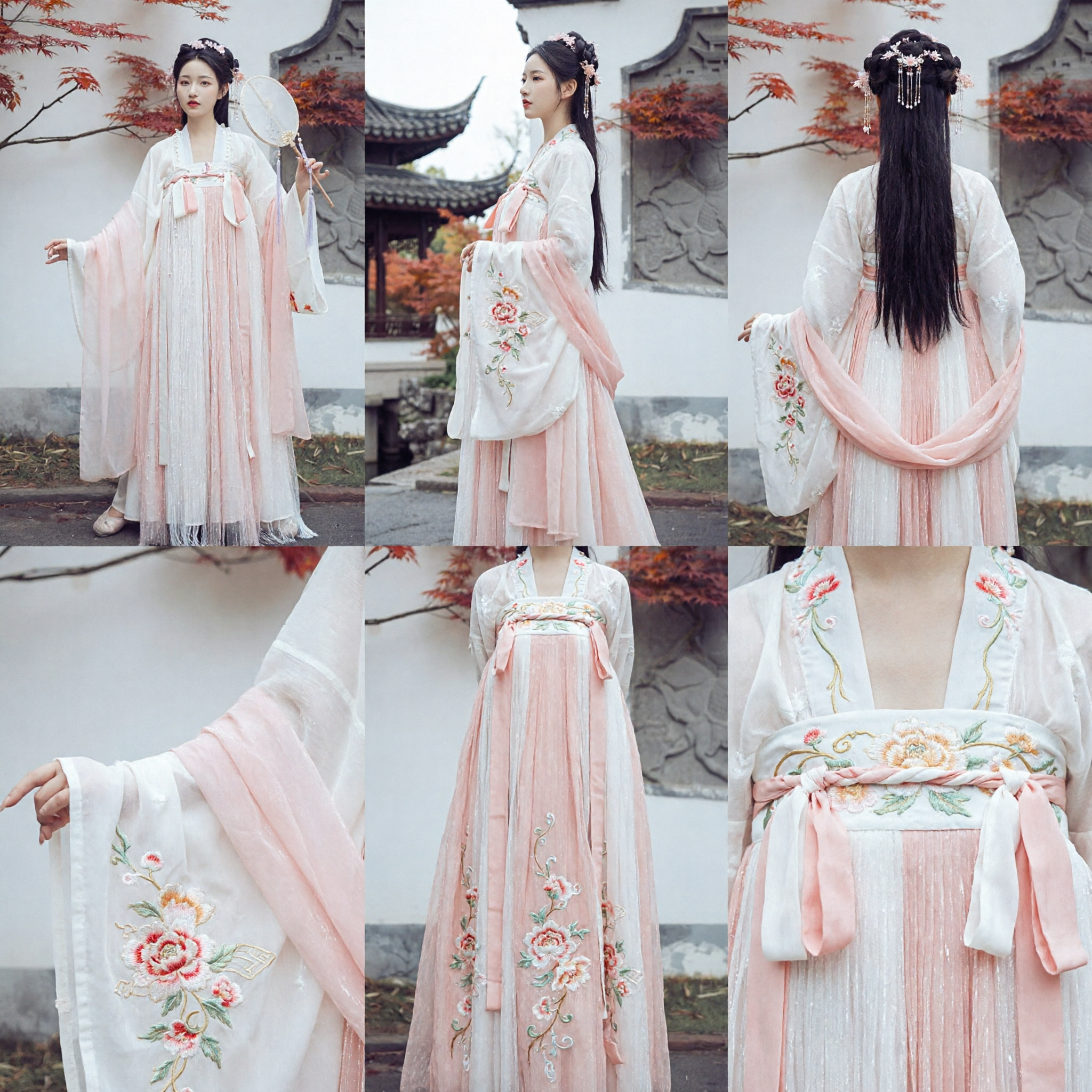 Traditional Chinese Hanfu Dress Tang Dynasty Ancient Costume Pink White Fairy Outfit for Women - Asian Costume