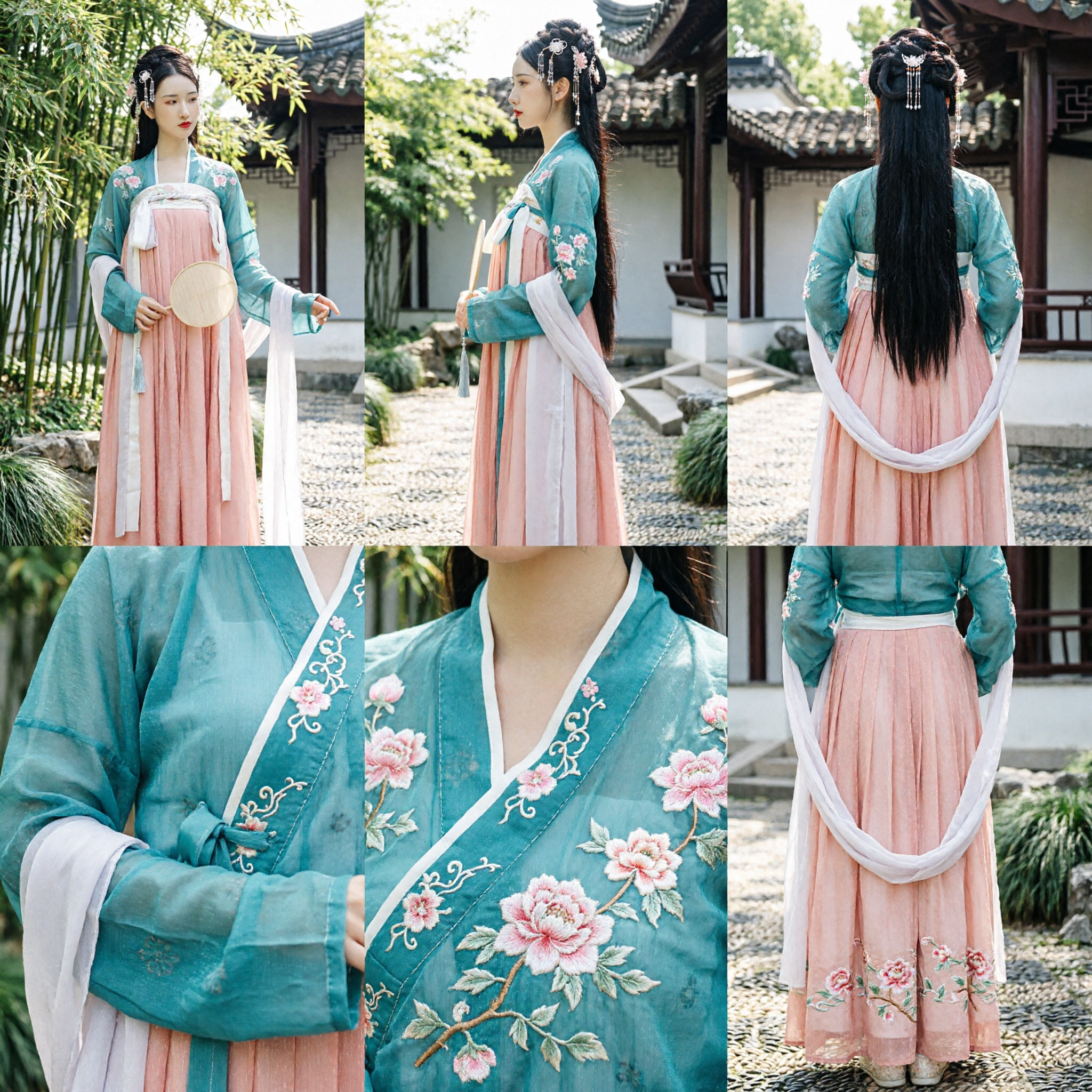 Women's Traditional Chinese Hanfu Tang Dynasty Embroidered Ruqun Dress Ancient Costume for Performance and Photography - Asian Costume