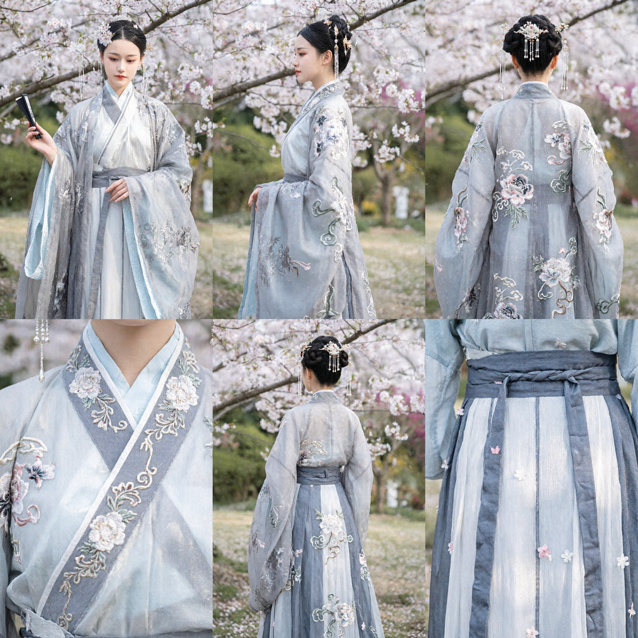 Elegant Pale Blue Hanfu Traditional Chinese Ancient Costume Women's Fairy Style Dress for Spring Photography - Asian Costume