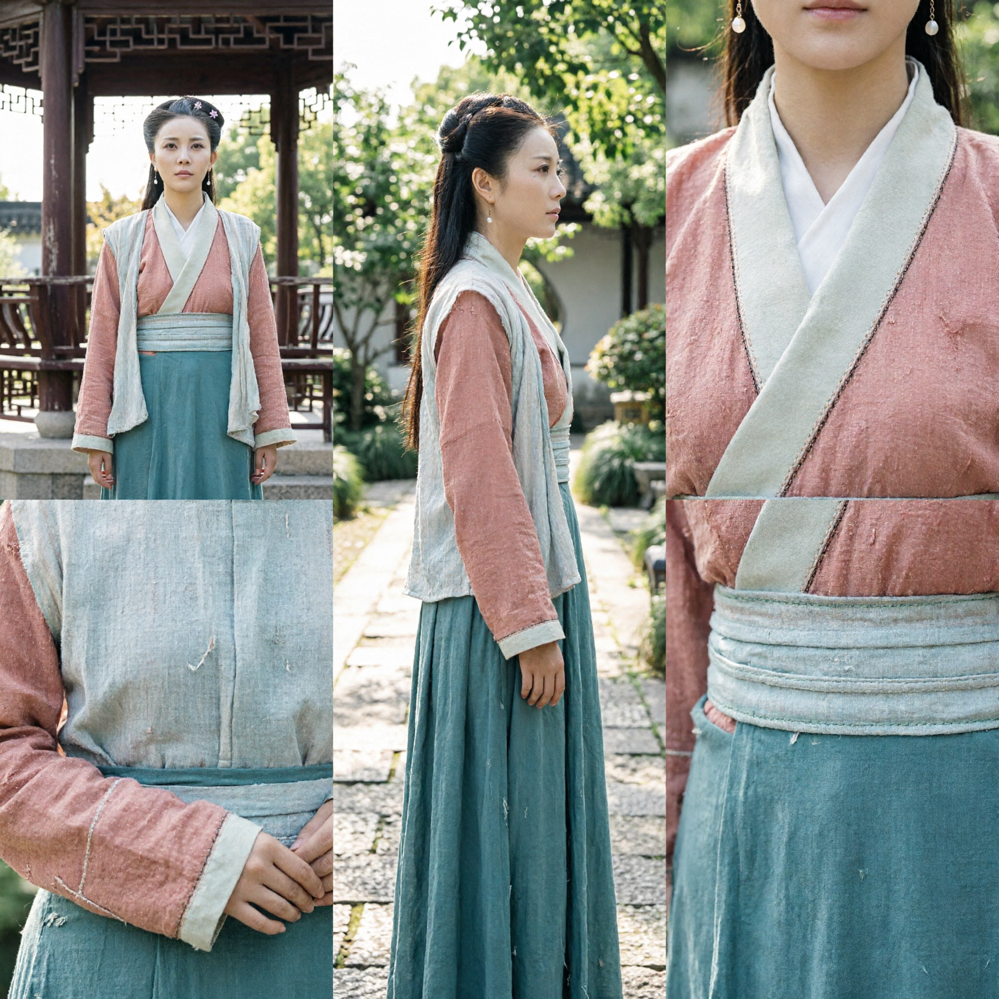 Chinese Traditional Hanfu Costume Ancient Wuxia Drama Outfit Women's Pink Top Green Skirt Historical Dress - Asian Costume