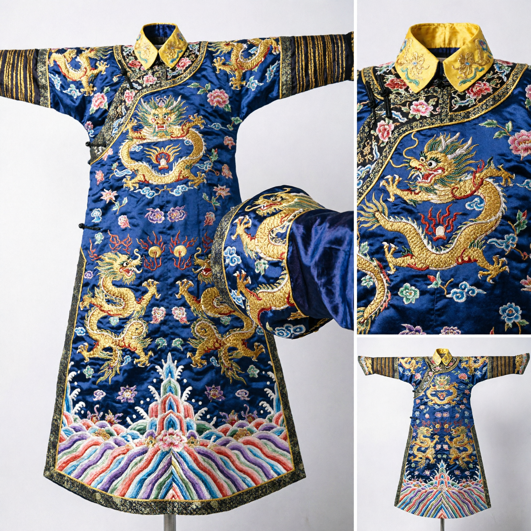 Traditional Chinese Ancient Imperial Dragon Robe Qing Dynasty Emperor Costume for Men Historical Performance - Asian Costume