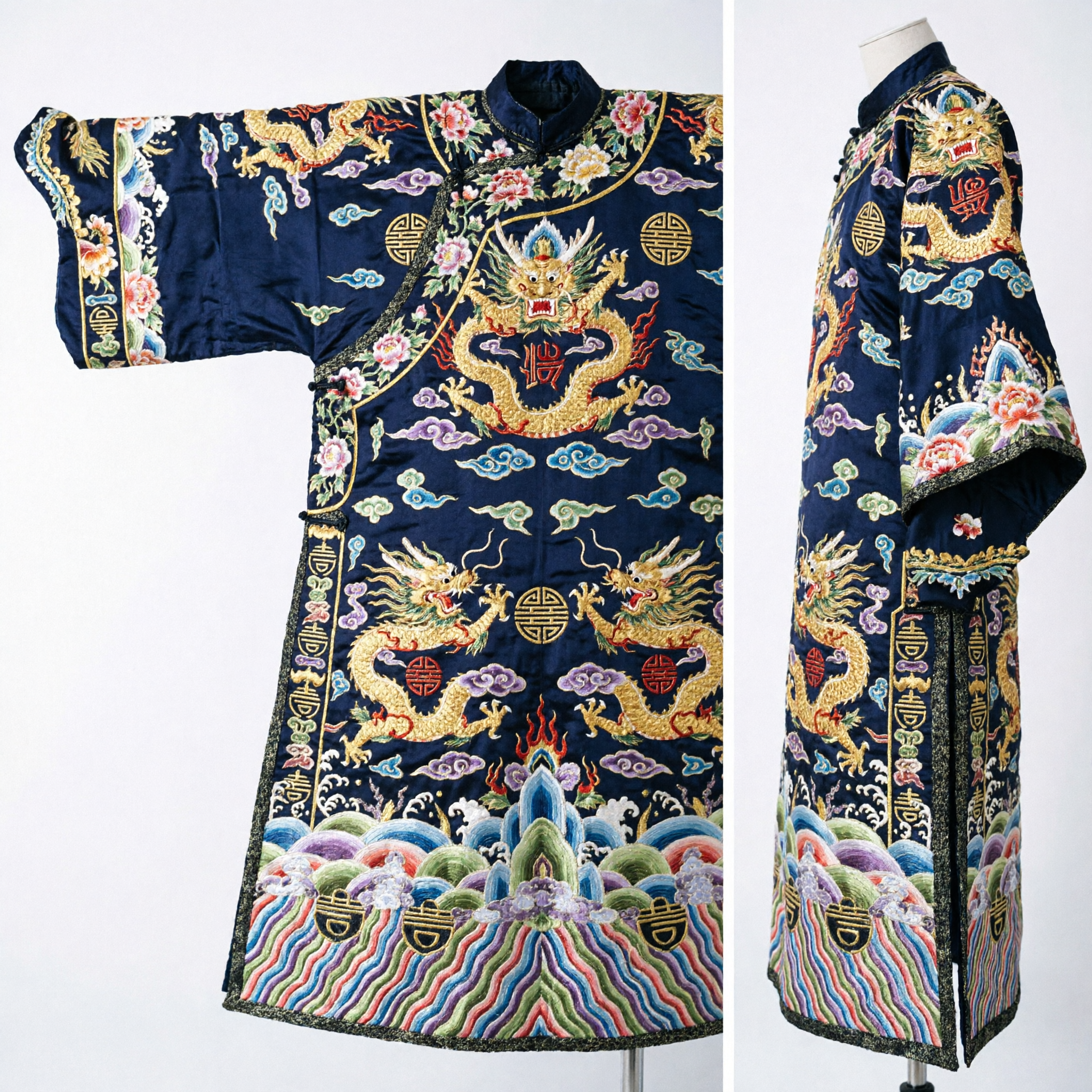 Traditional Chinese Qing Dynasty Embroidered Dragon Robe Vest Men's Silk Waistcoat Costume for Performance - Asian Costume