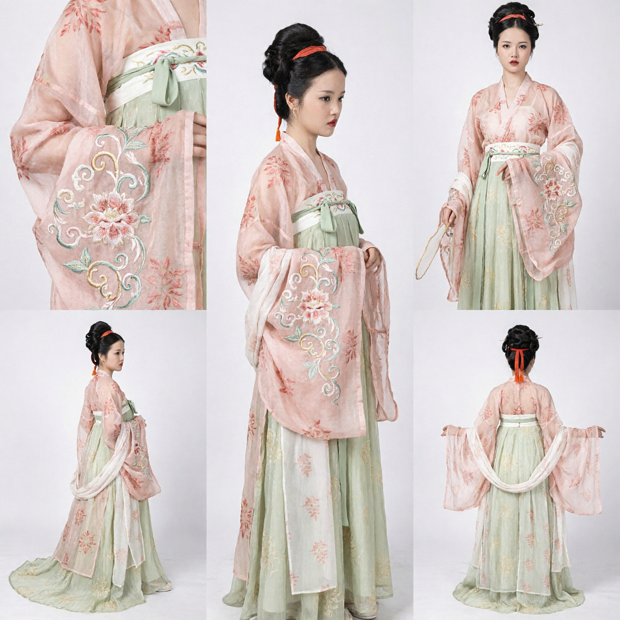 Traditional Chinese Hanfu Costume Tang Dynasty Princess Dress Ancient Green and Pink Gown for Women Cosplay - Asian Costume