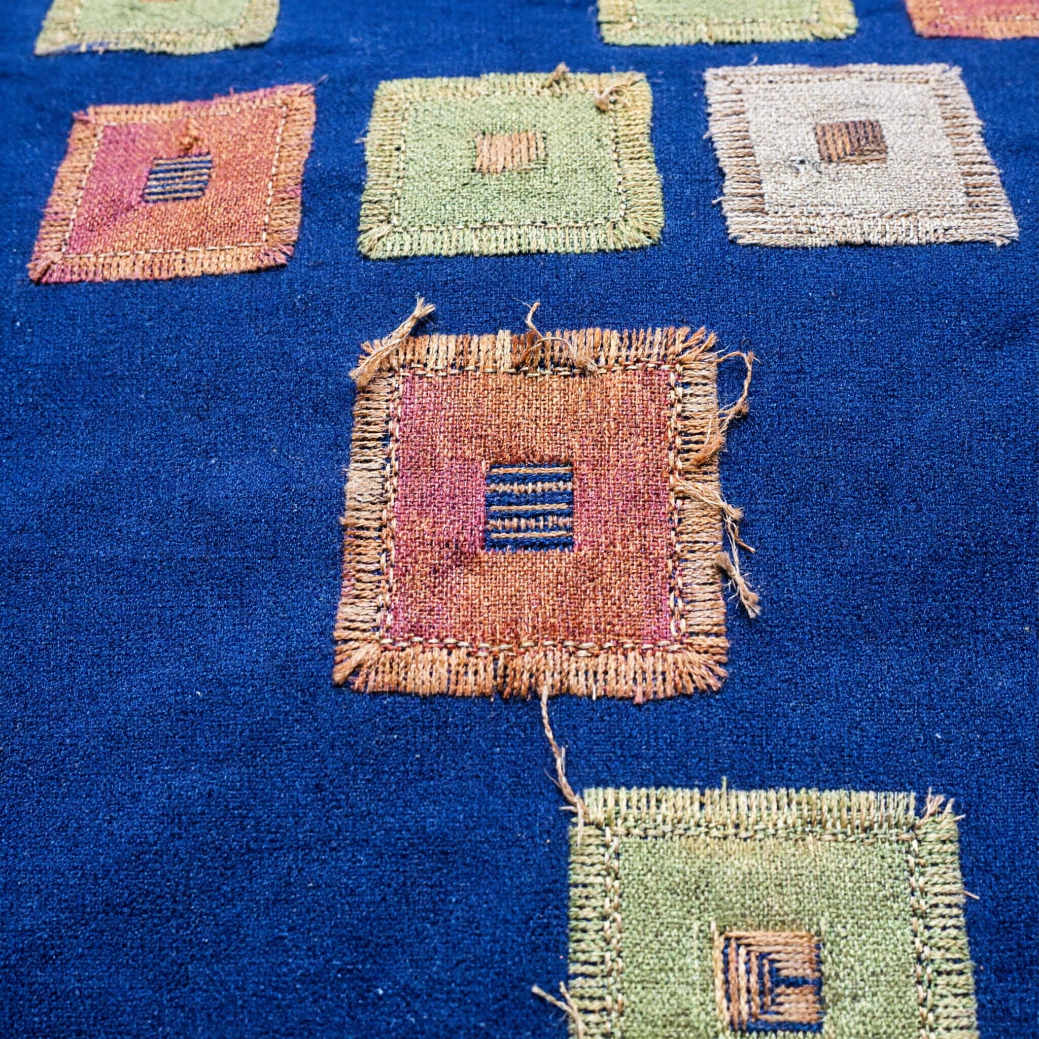 Traditional Chinese Blue Silk Brocade Sash with Ancient Coin Pattern for Hanfu Costume Accessory - Asian Costume