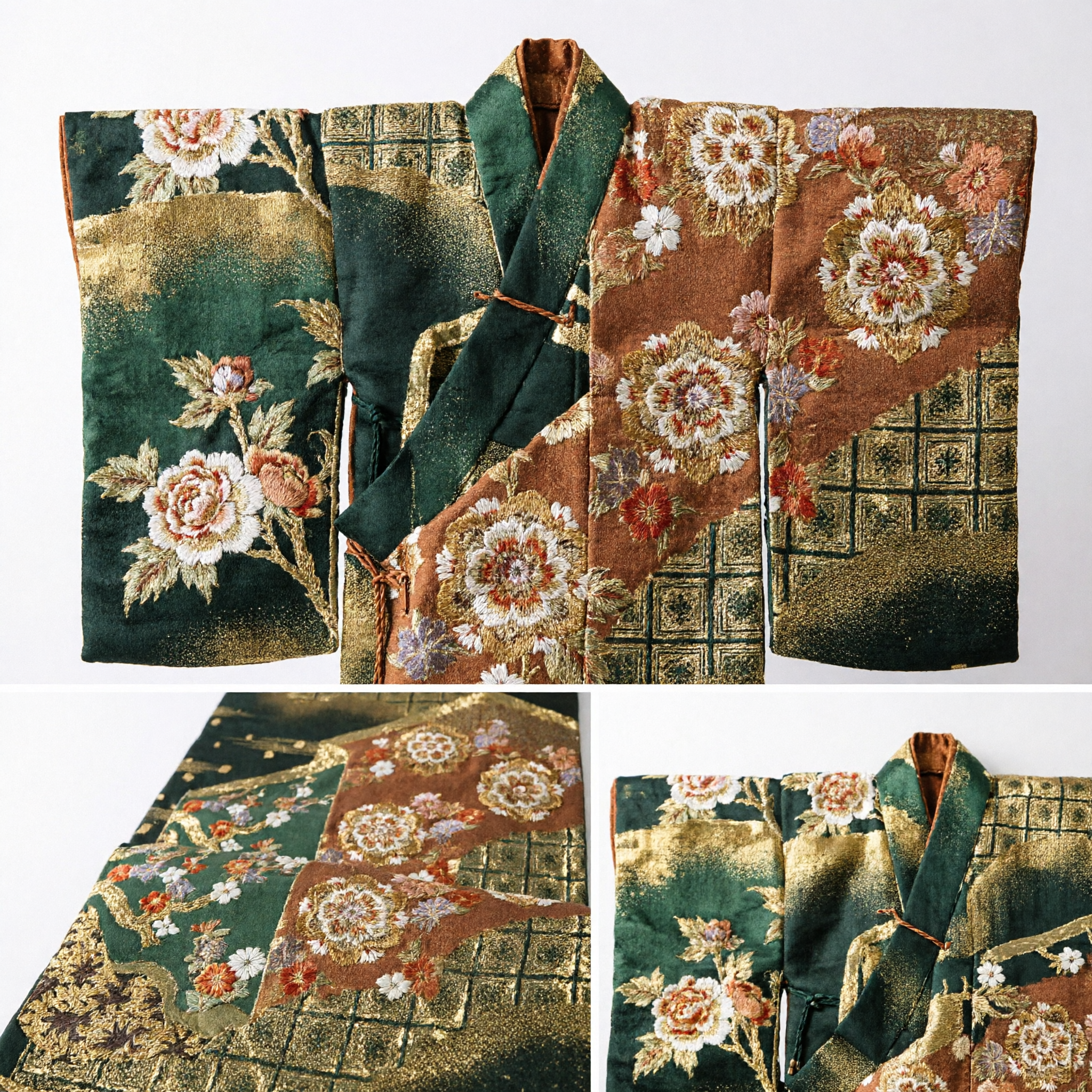 Traditional Asian Brocade Kimono Obi Sash Gold Floral Pattern Formal Costume Accessory for Women - Asian Costume