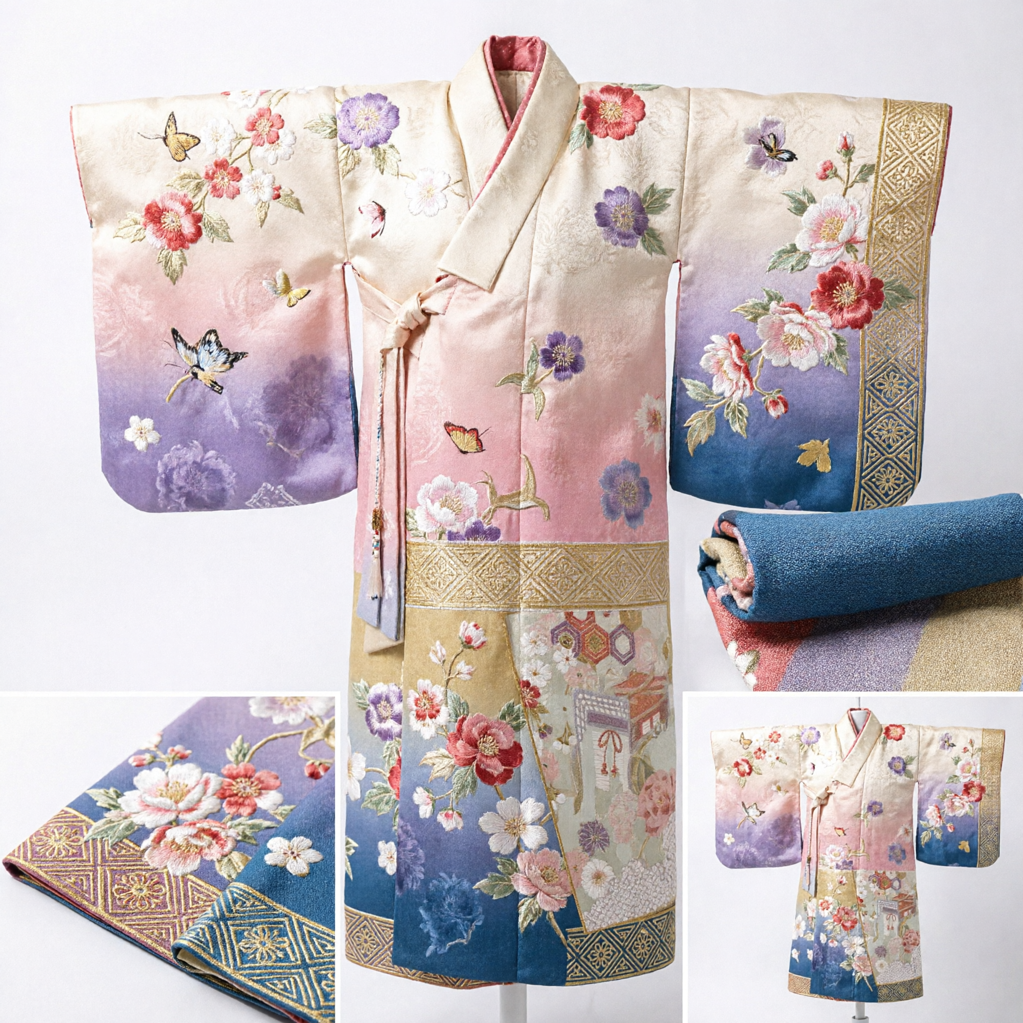 Traditional Japanese Kimono Obi Sash Silk Brocade Floral Fan Design Formal Costume Accessory for Women - Asian Costume
