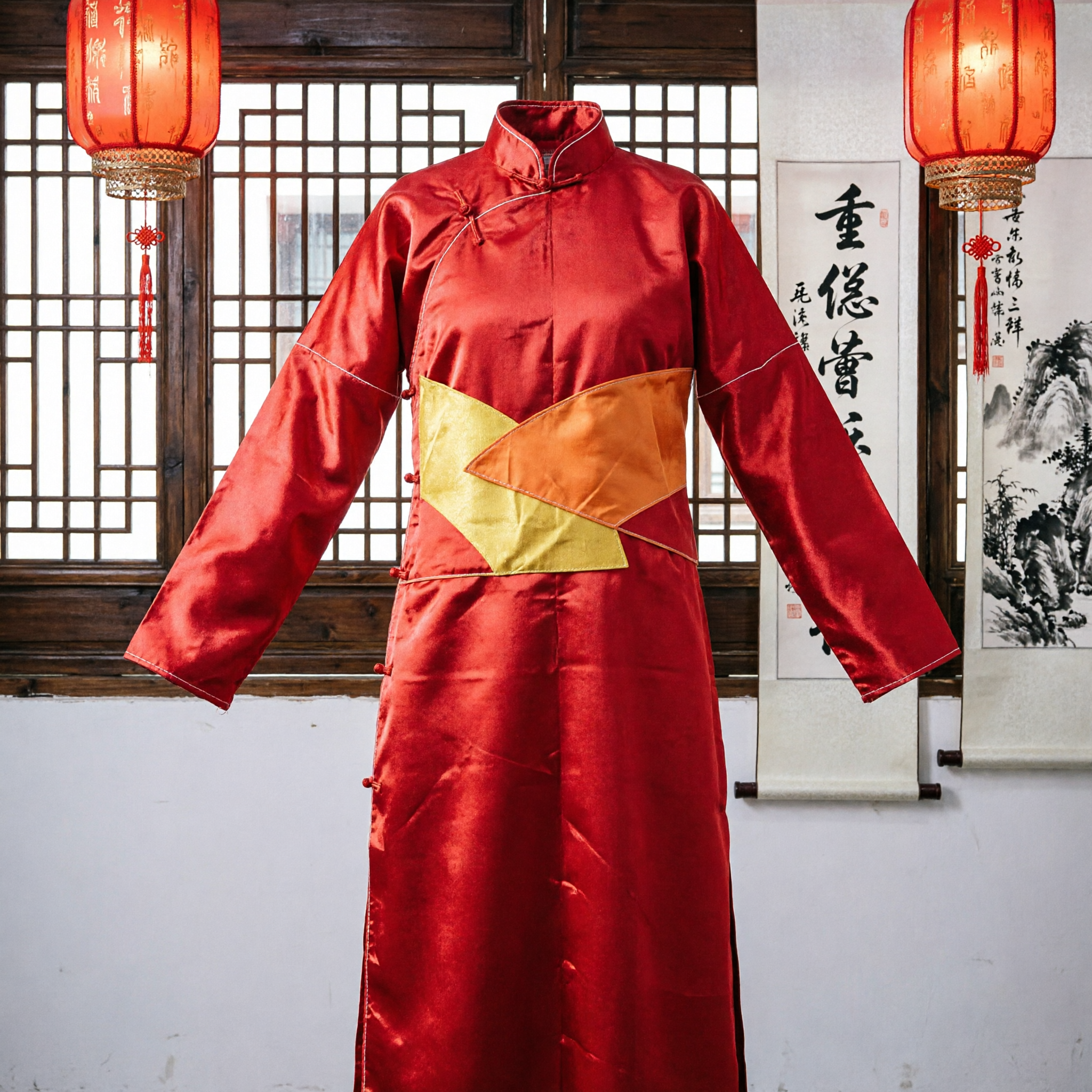 Traditional Chinese Red Silk Sash for Yangge Dance Performance Stage Costume and Cultural Events - Asian Costume