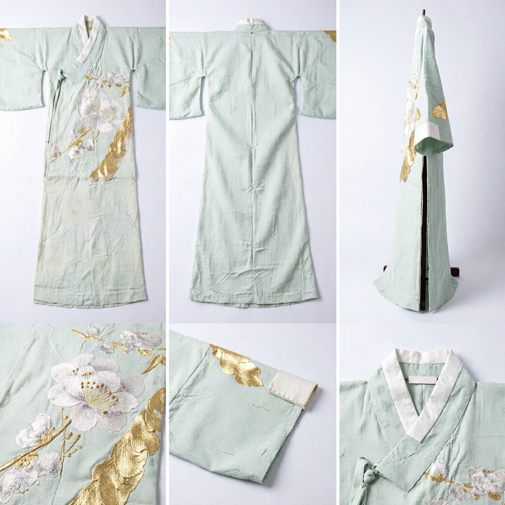 Traditional Chinese Silk Qipao Dress with Elegant White Plum Blossom Ink Painting for Women's Formal Occasions - Asian Costume