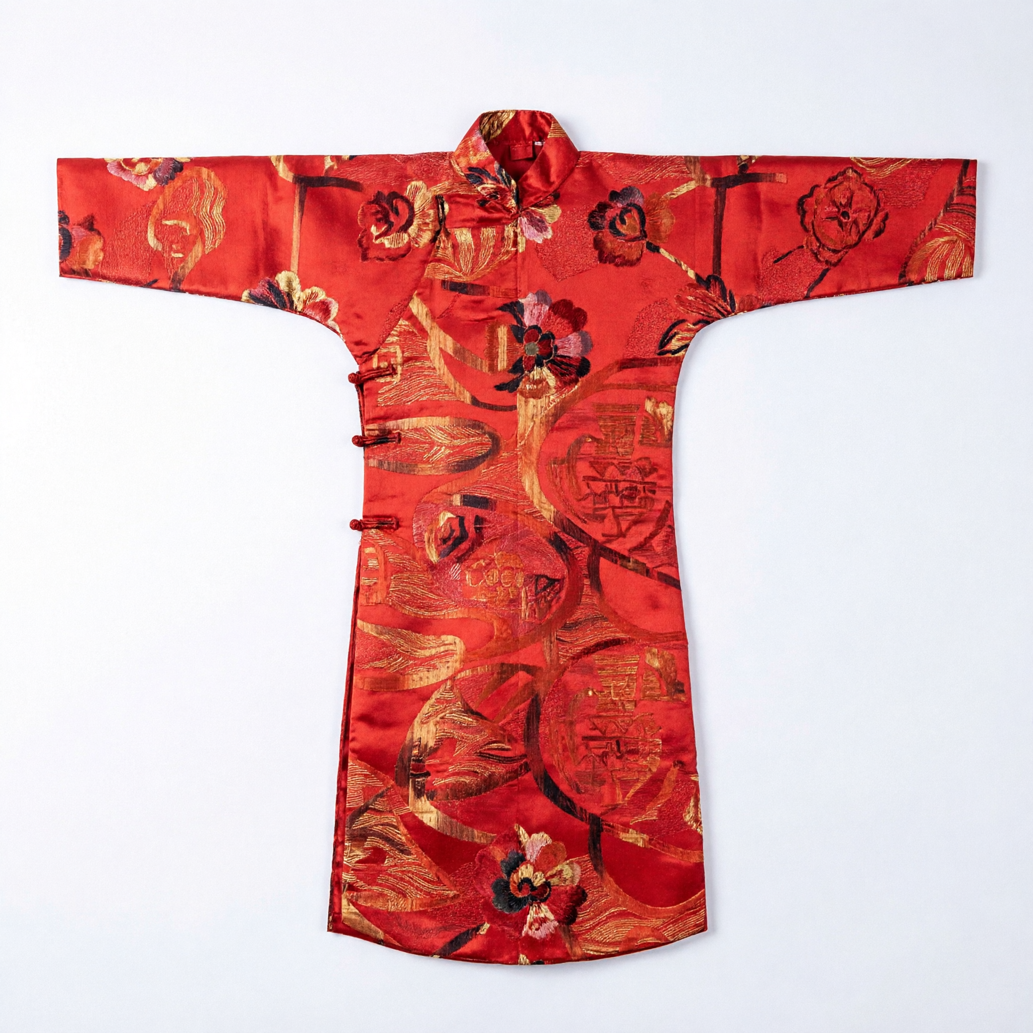 Traditional Chinese Red Brocade Silk Fabric for Hanfu Cheongsam Qipao Costume Making Material Asian Textile - Asian Costume