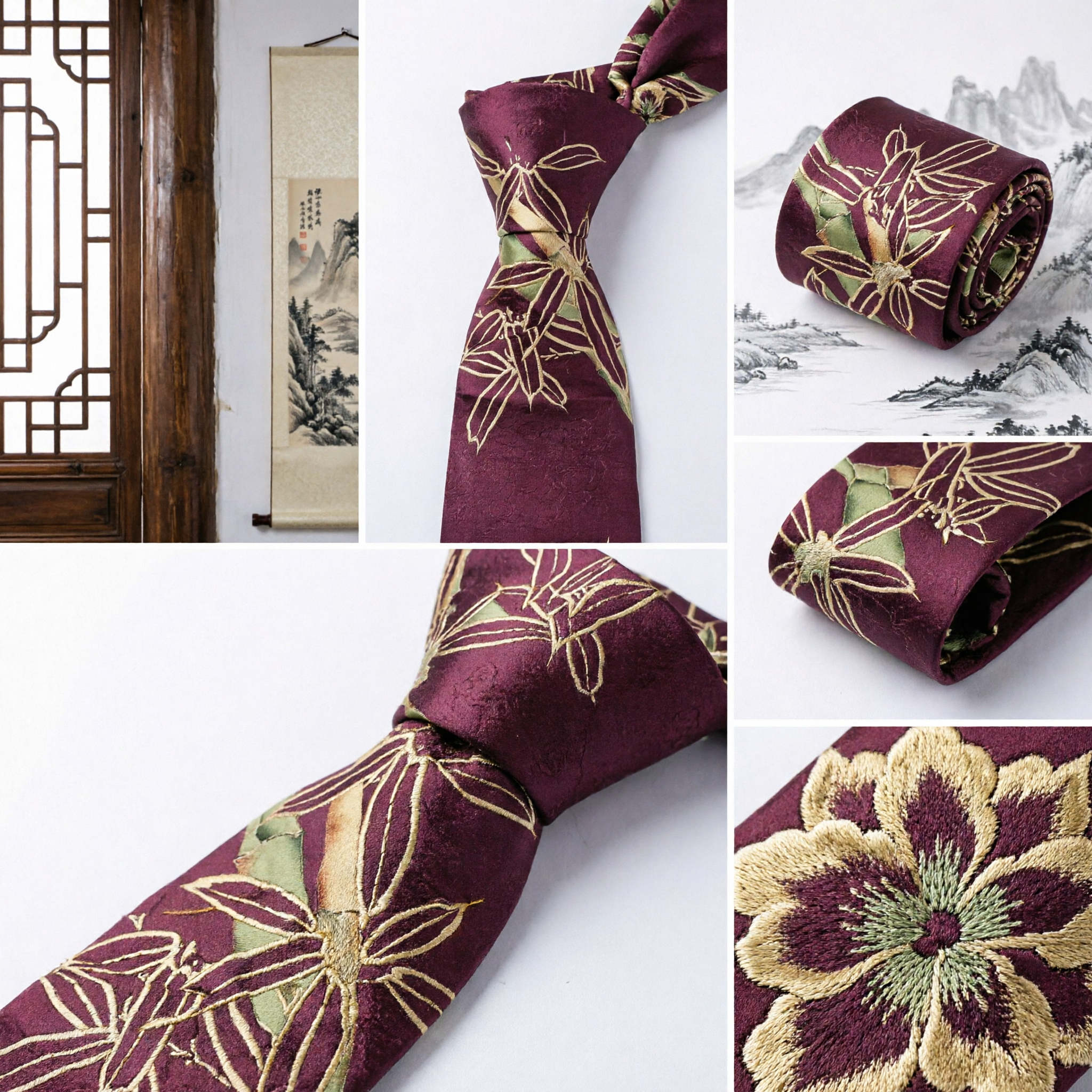 Elegant Traditional Chinese Purple Silk Sash with Gold Orchid Pattern for Hanfu Costume Accessories - Asian Costume