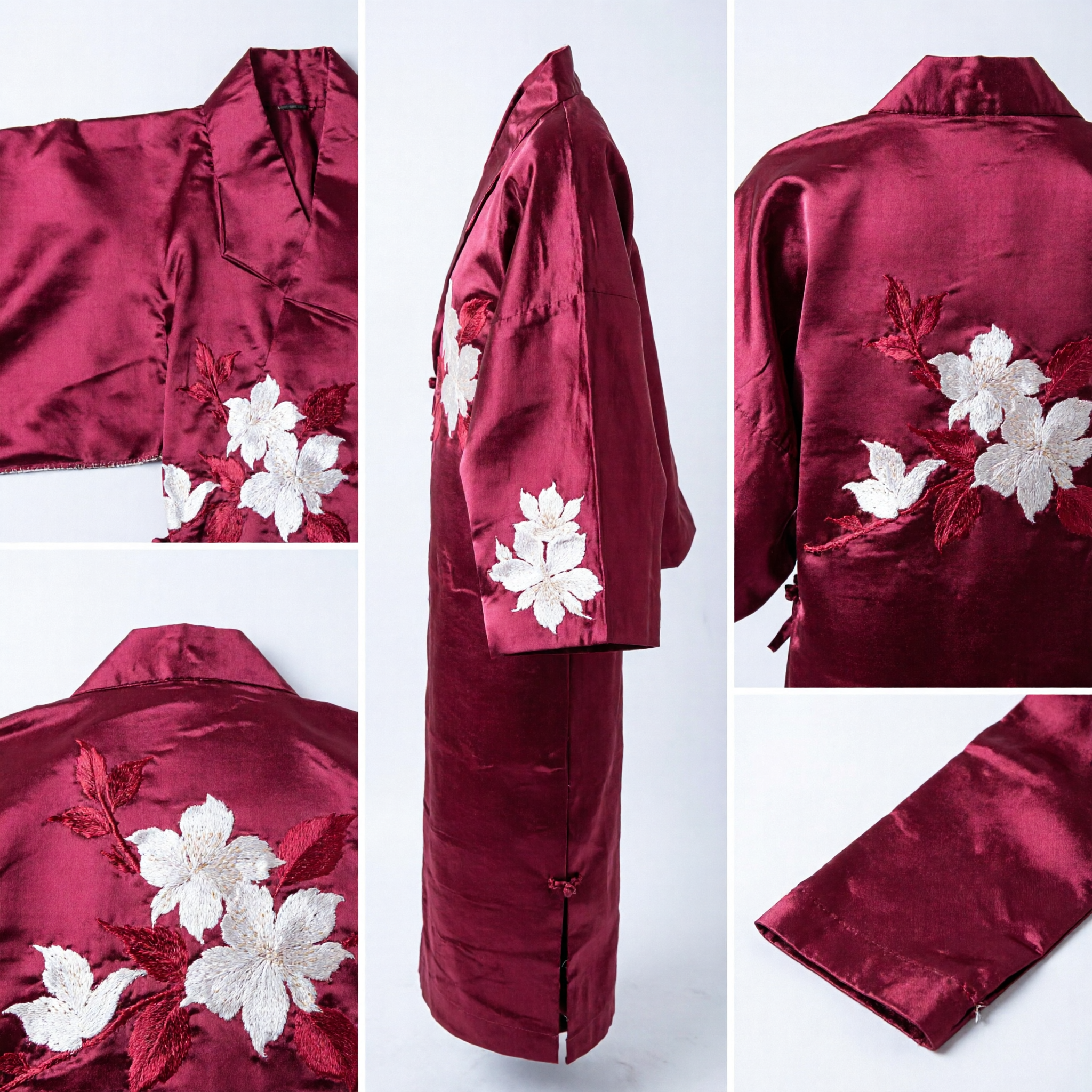 Chinese Traditional Red Silk Embroidered Sash Floral Pattern Hanfu Accessory for Women Wedding Dance Performance - Asian Costume