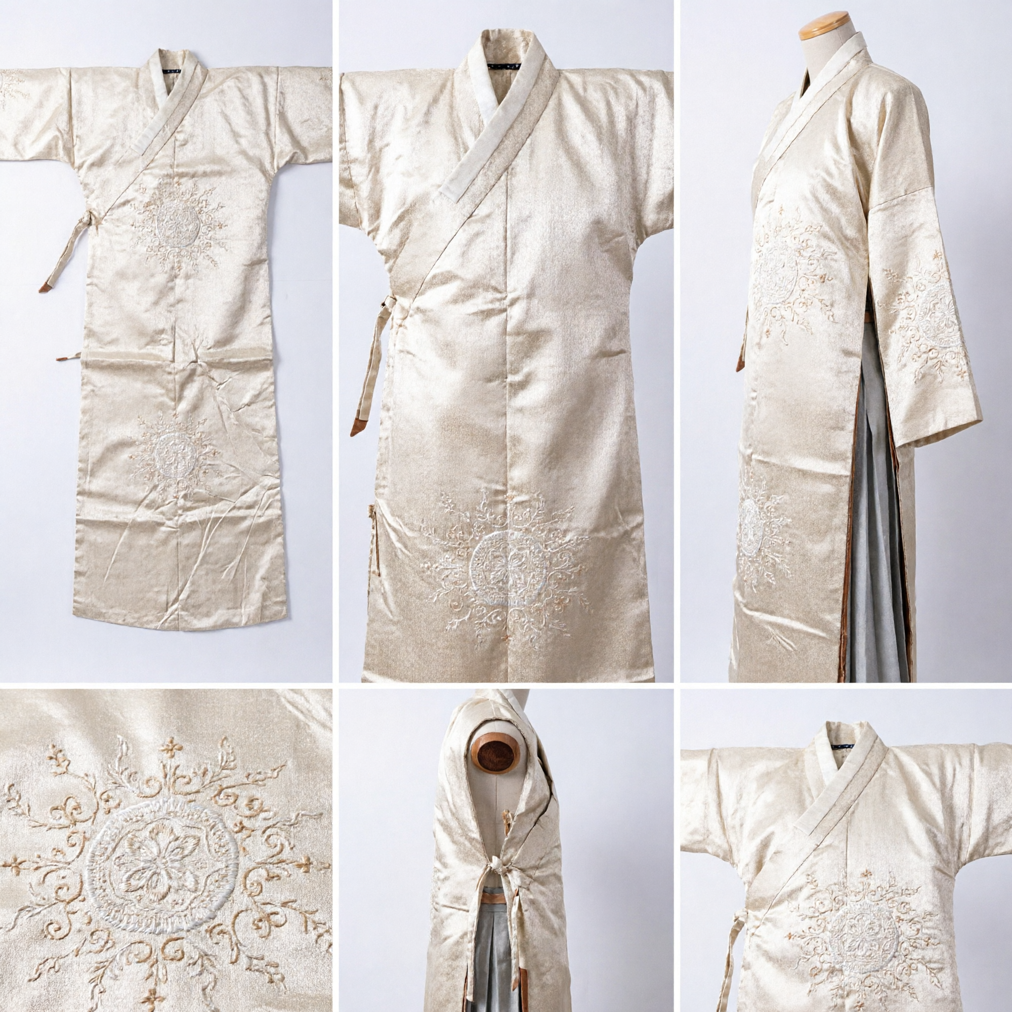 Traditional Chinese Beige Silk Stole Hanfu Pibo Scarf for Women Wedding Dance Performance Costume - Asian Costume