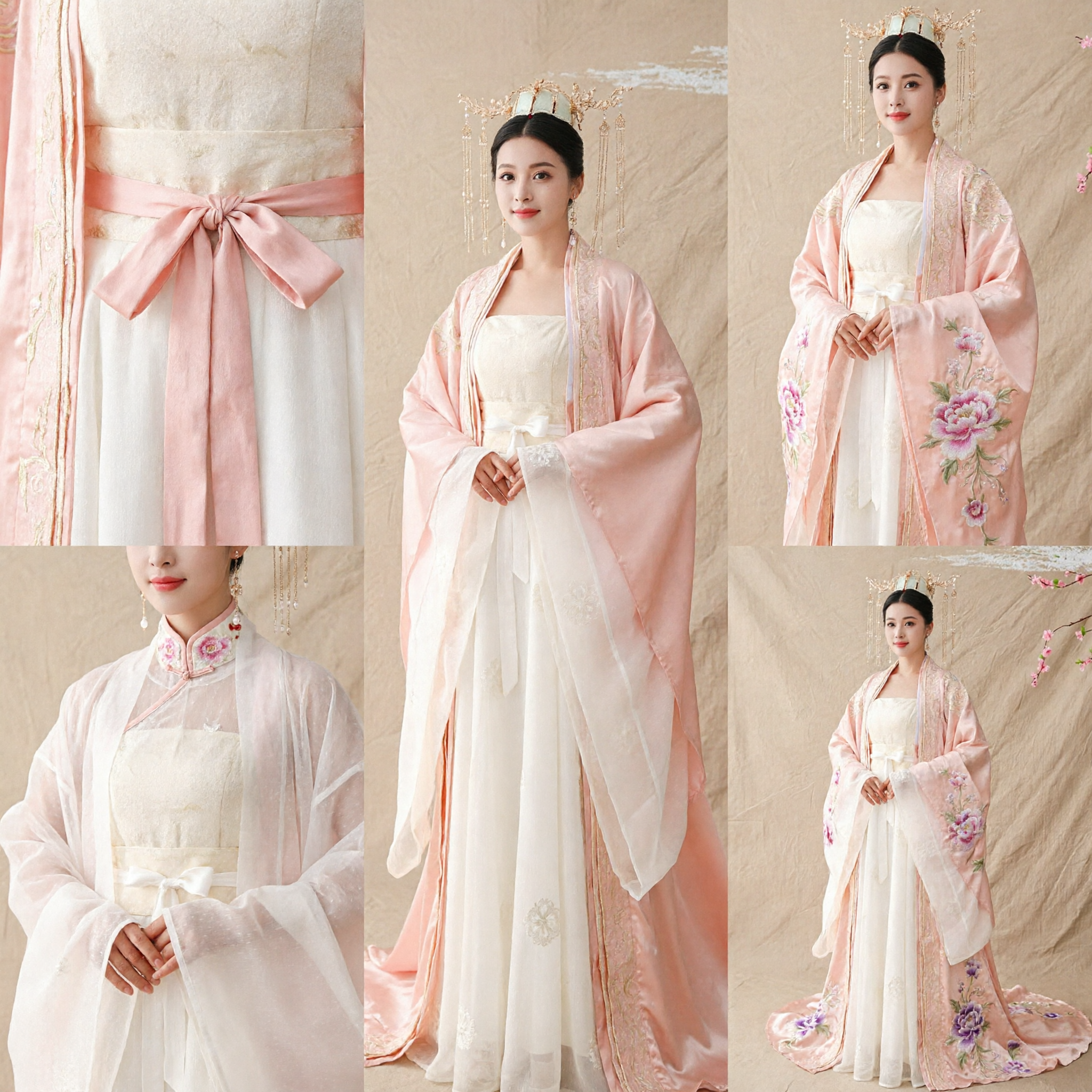 Elegant Pink and White Traditional Chinese Hanfu Dress Ancient Princess Costume for Women Performance - Asian Costume