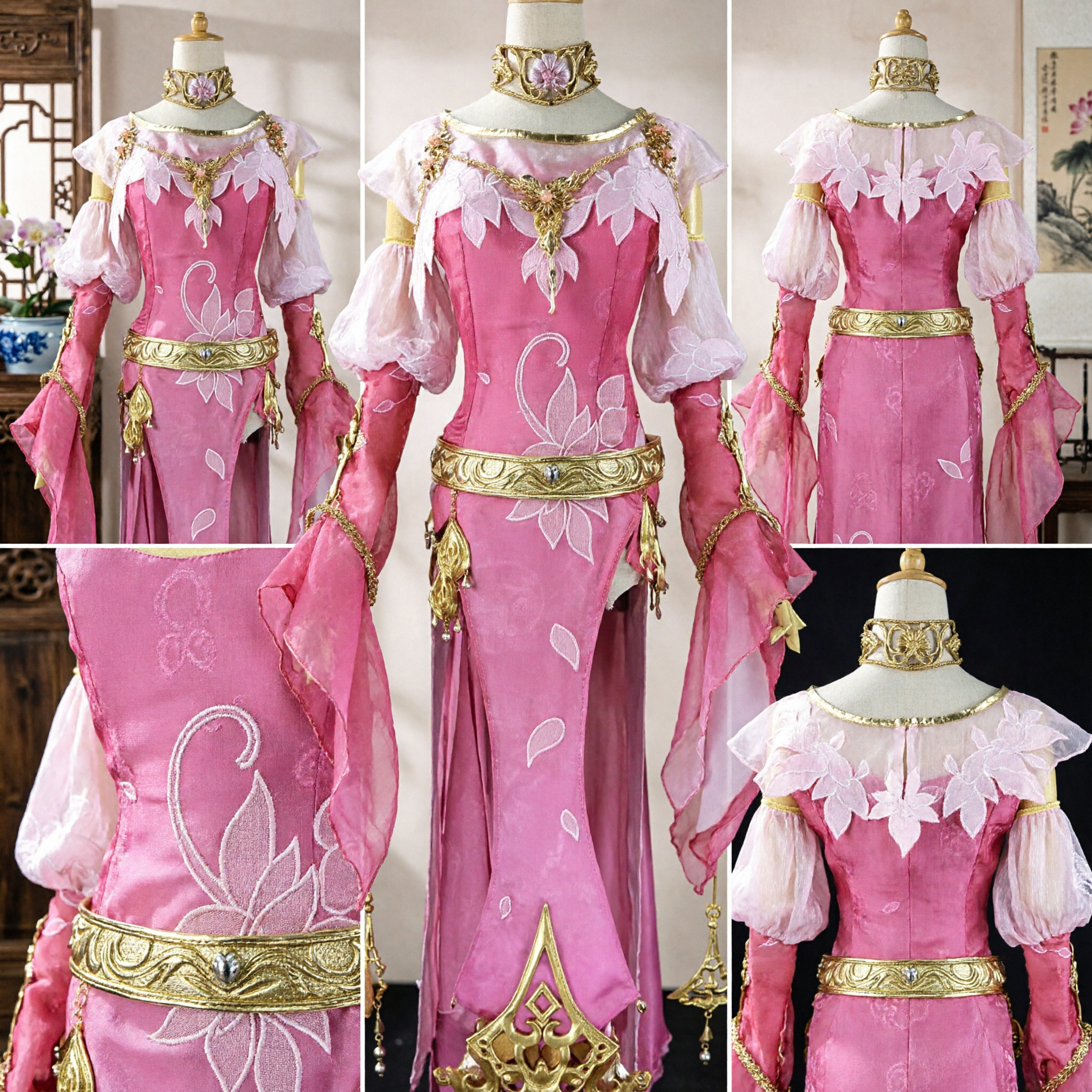 Elegant Pink Chinese Ancient Fantasy Cosplay Costume Fairy Goddess Hanfu Dress for Women - Asian Costume