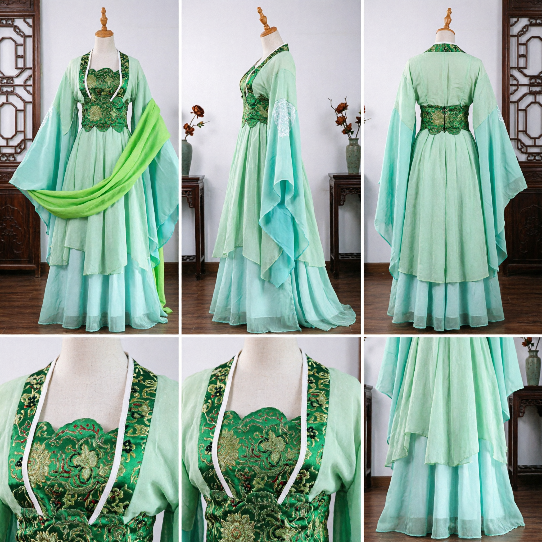 Elegant Green Chinese Traditional Hanfu Ancient Fairy Princess Dress for Women Cosplay and Festivals - Asian Costume