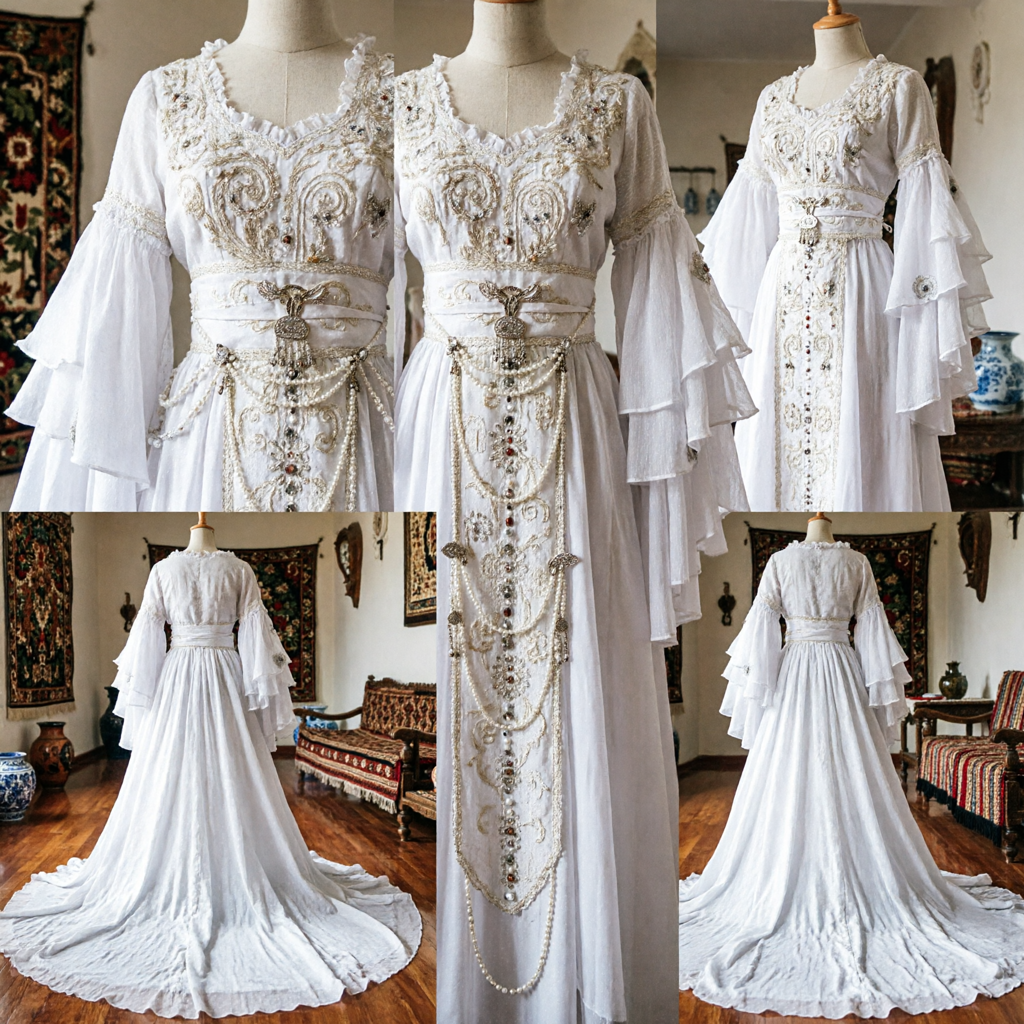 Elegant White Chinese Traditional Hanfu Fairy Dress Ancient Palace Lady Costume for Women Stage Performance Cosplay - Asian Costume