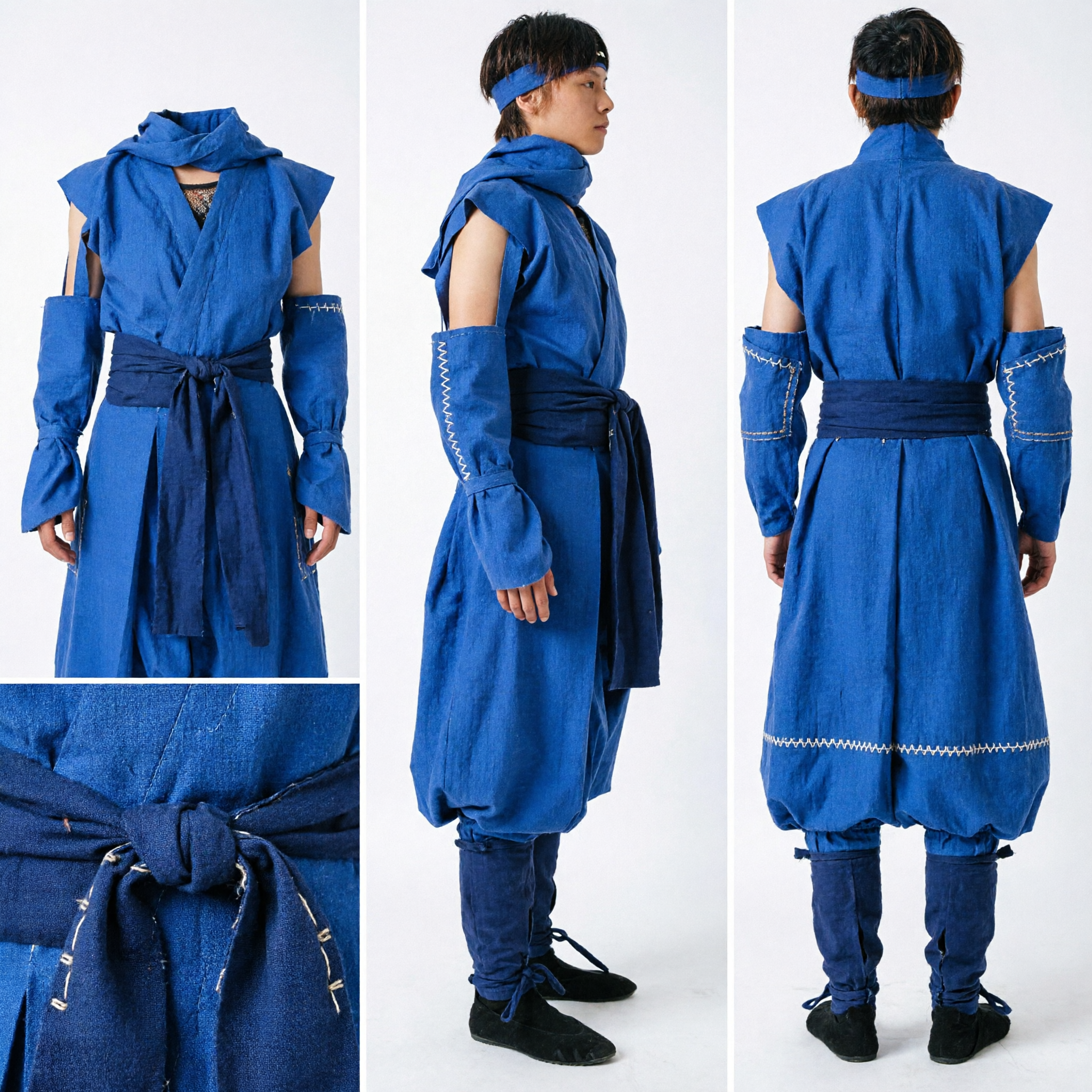 Traditional Chinese Blue Ninja Assassin Costume Wuxia Martial Arts Hero Clothing for Cosplay and Stage Performance - Asian Costume